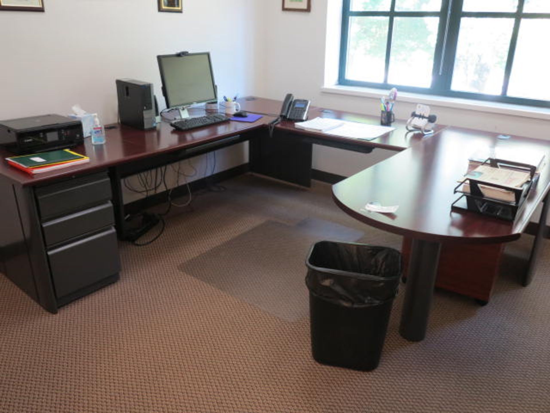 Lot 96'' x 42'' x 72'' U Shaped Executive Desk, Credenza and Bookshelf