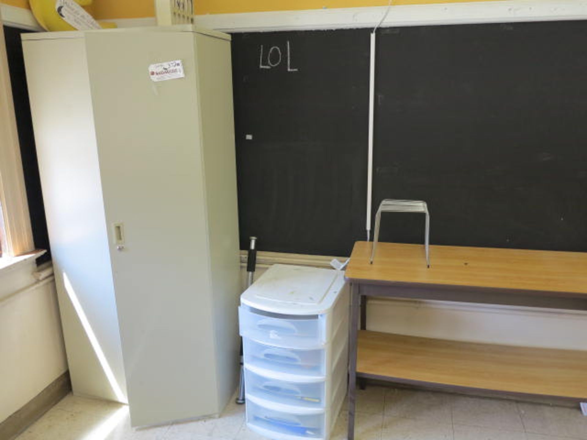 Lot 2 Door Cabinet and Table Located in Room 14