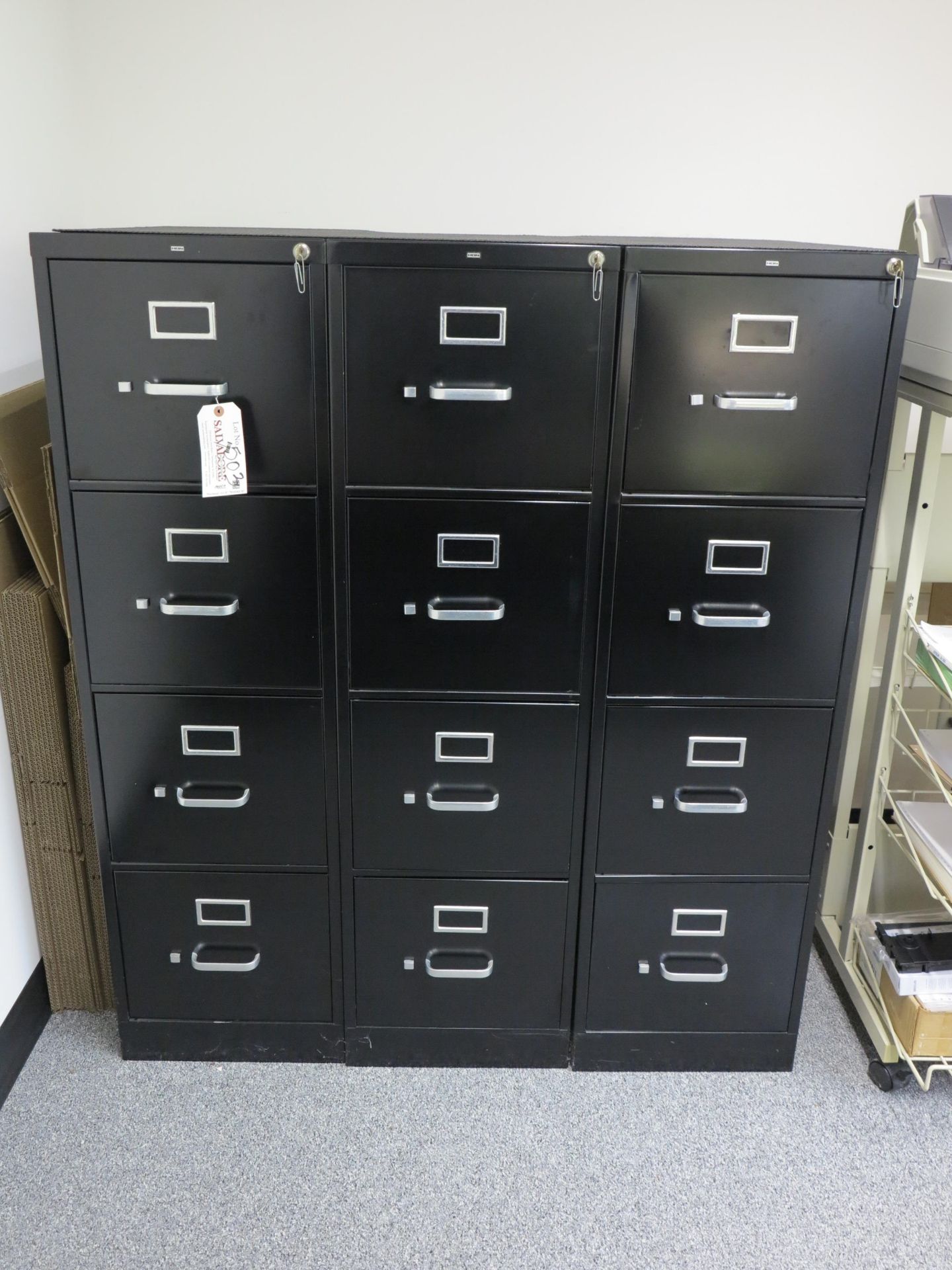 Lot (3) 4 Drawer Vertical File Cabinets Located in Smithfield, RI