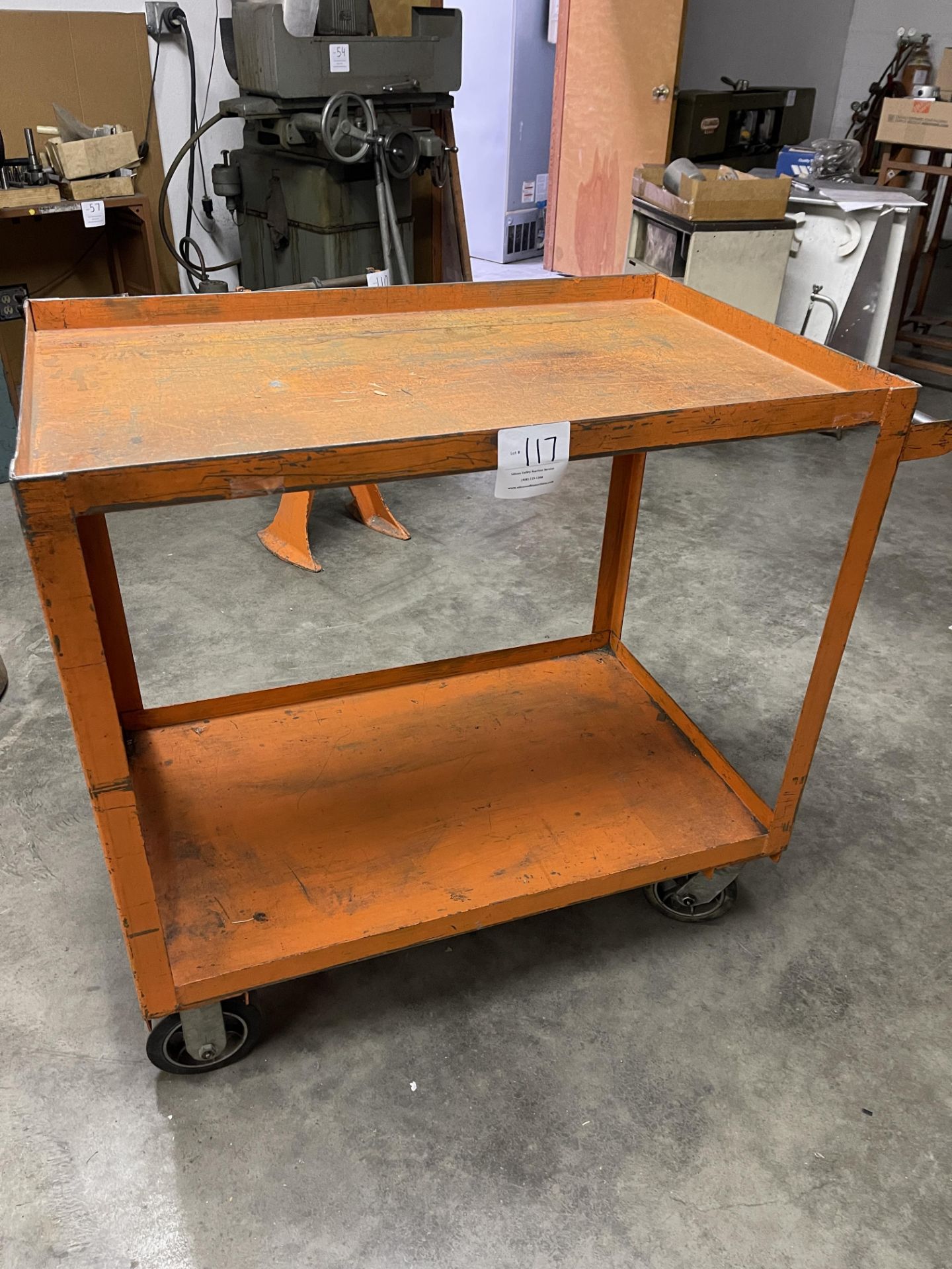 Rolling metal cart with two shelves 23-1/2" W x 36-1/2" L x 35-1/2" T