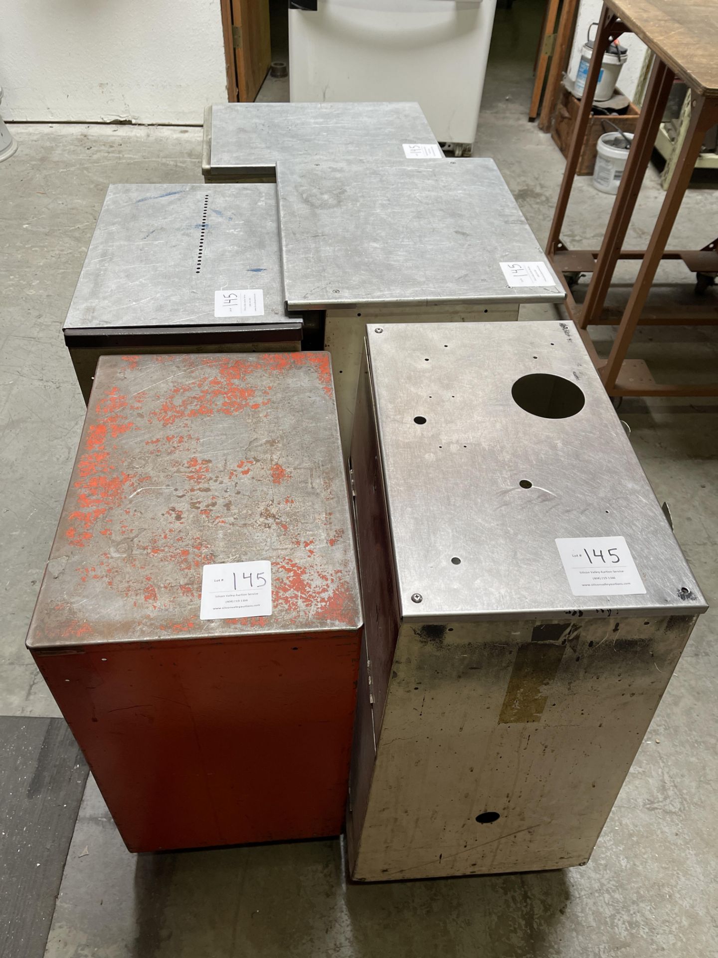 Five rolling carts various sizes approx 28" T