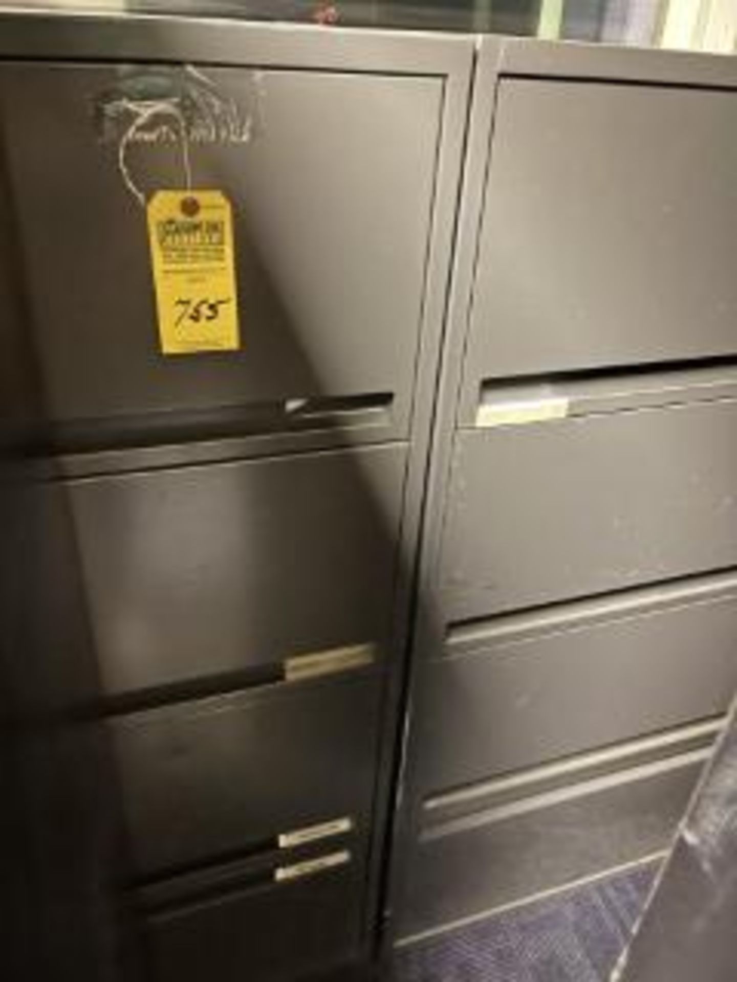 GREY STEEL LATERAL FILE CABINETS WITH 3 DRAWERS
