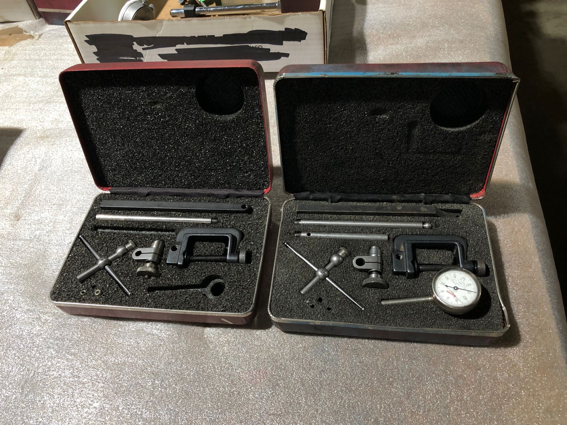 Lot of 2 (2 sets) Starrett Dial Indicator with 2 stands in cases - Image 2 of 3