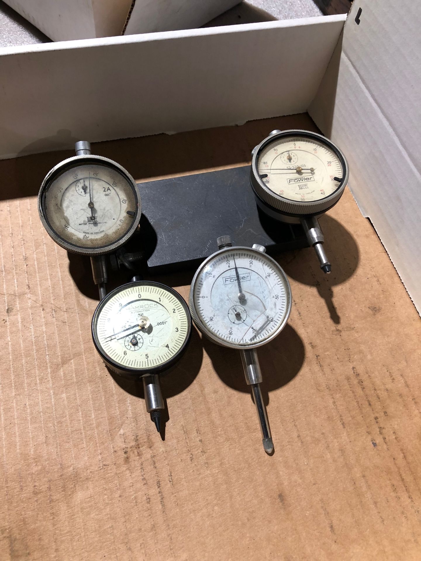 Lot of 4 (4 units) John Bull, Fowler and Shamrock Dial Indicator Units