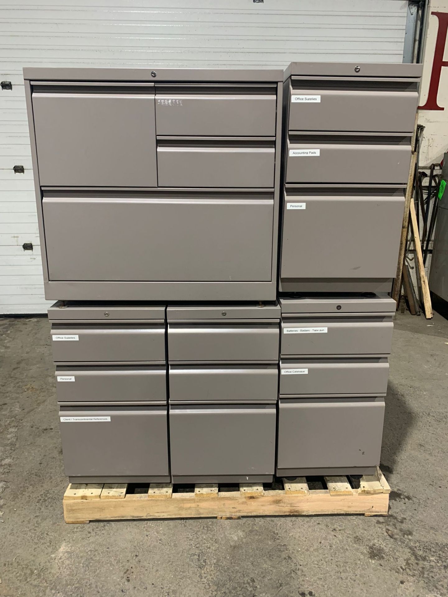 Lot of 5 (5 units) Office Cabinets with 16 drawers total