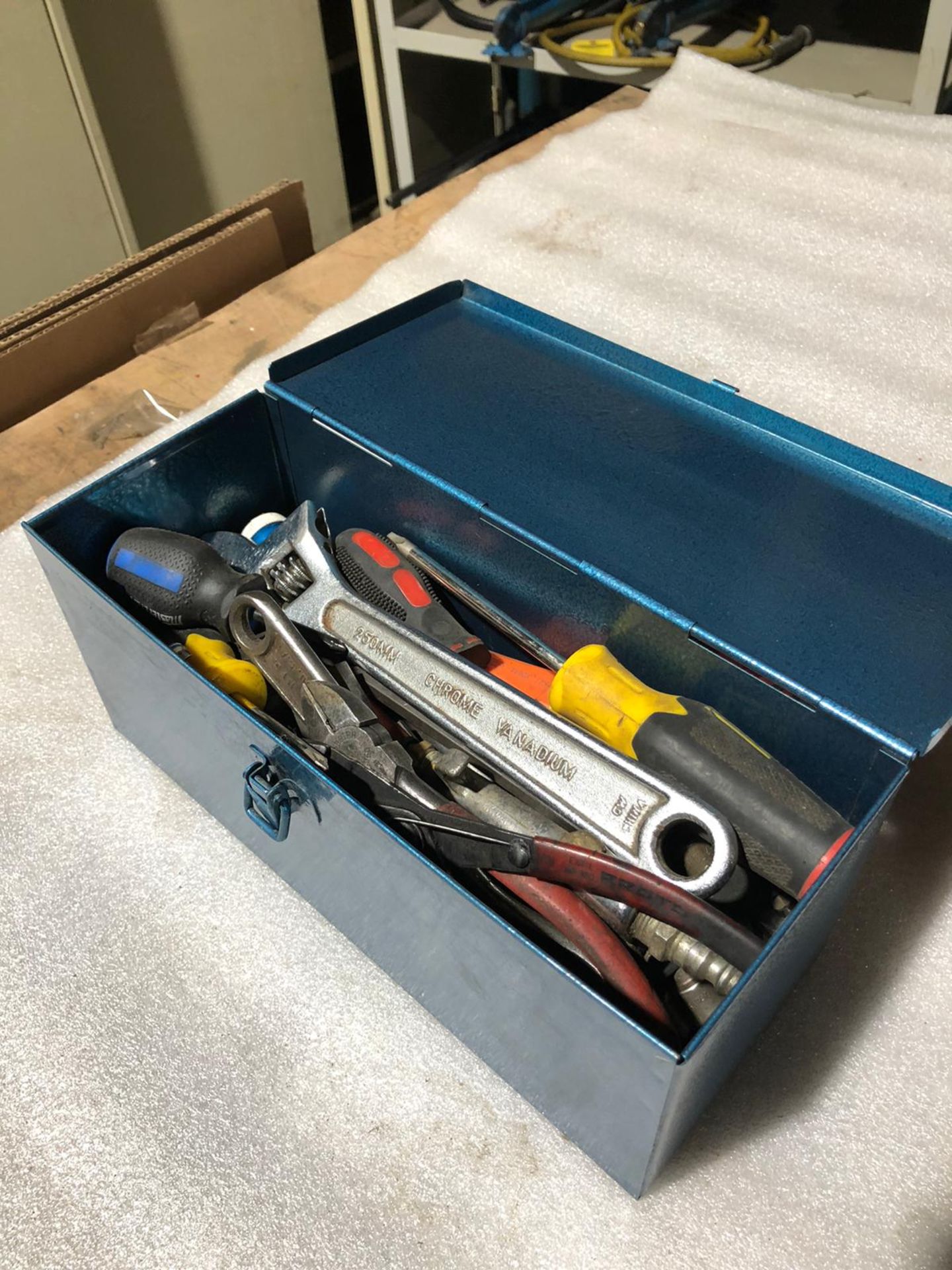Toolbox with Misc Tools with wrenches and drivers and more