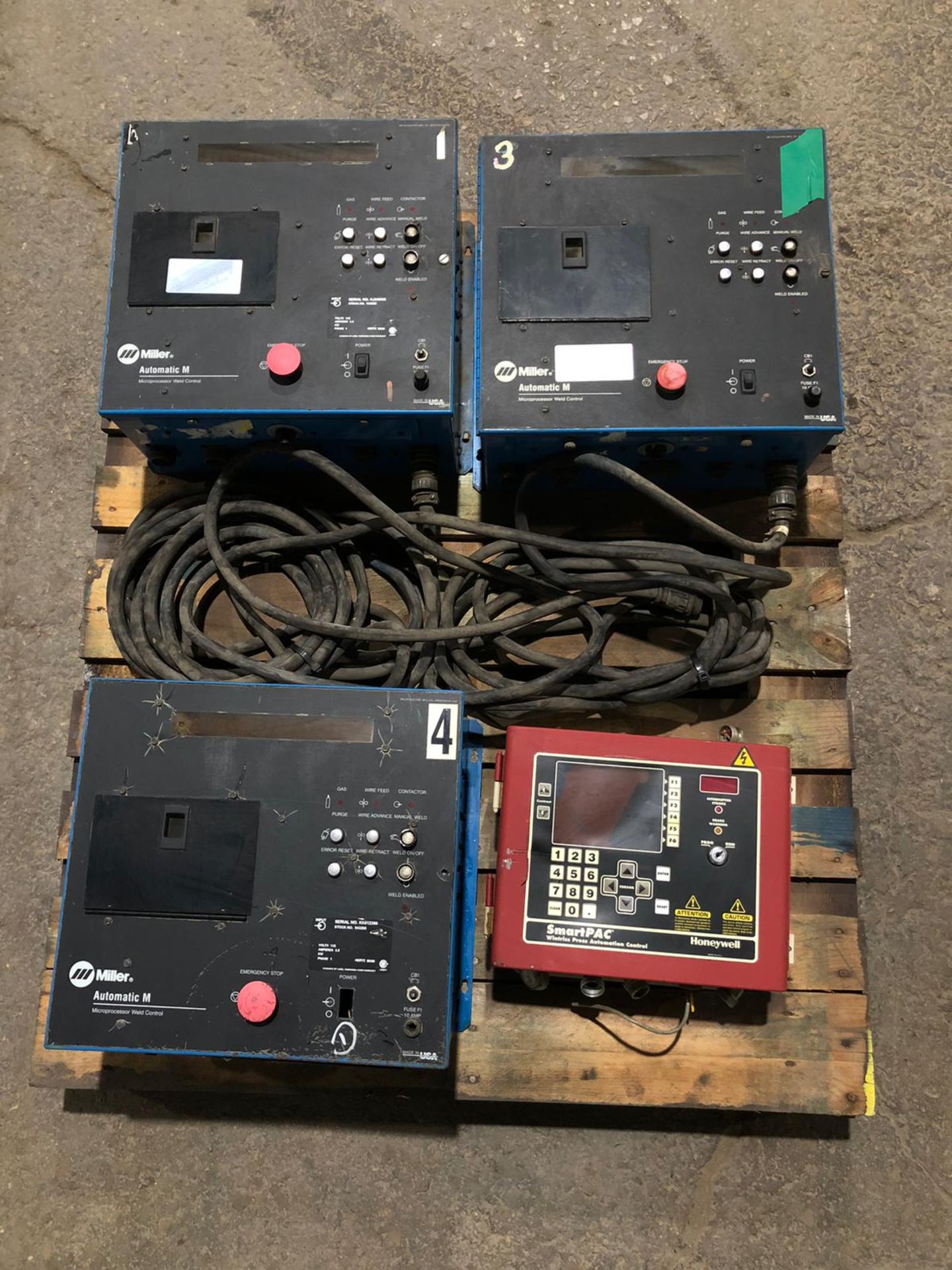 Lot of 4 Welder Control Units Miller and Honeywell