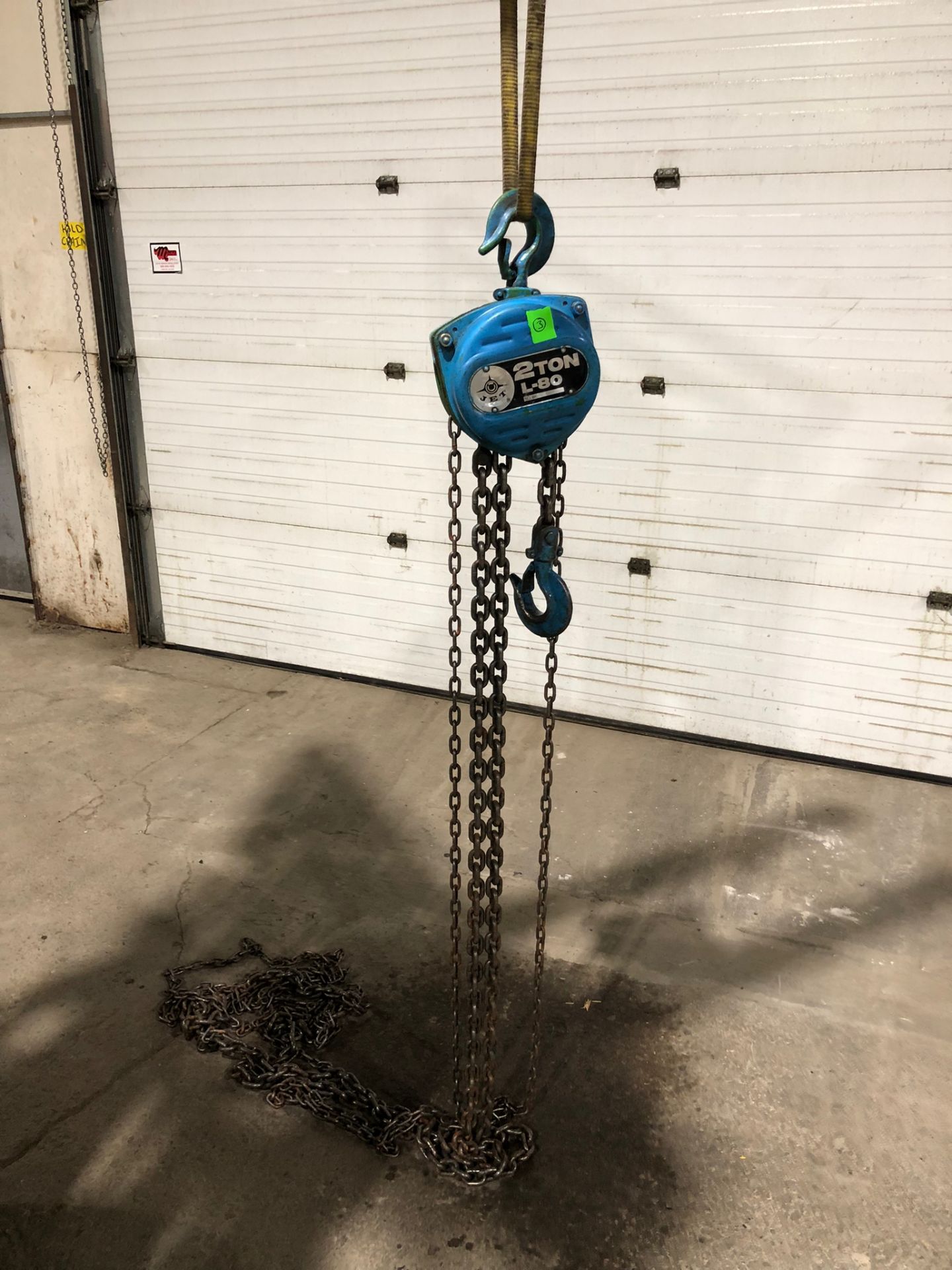 Jet 2 ton Capacity Chain Fall Hoist - 20' long with hoook - Image 2 of 3