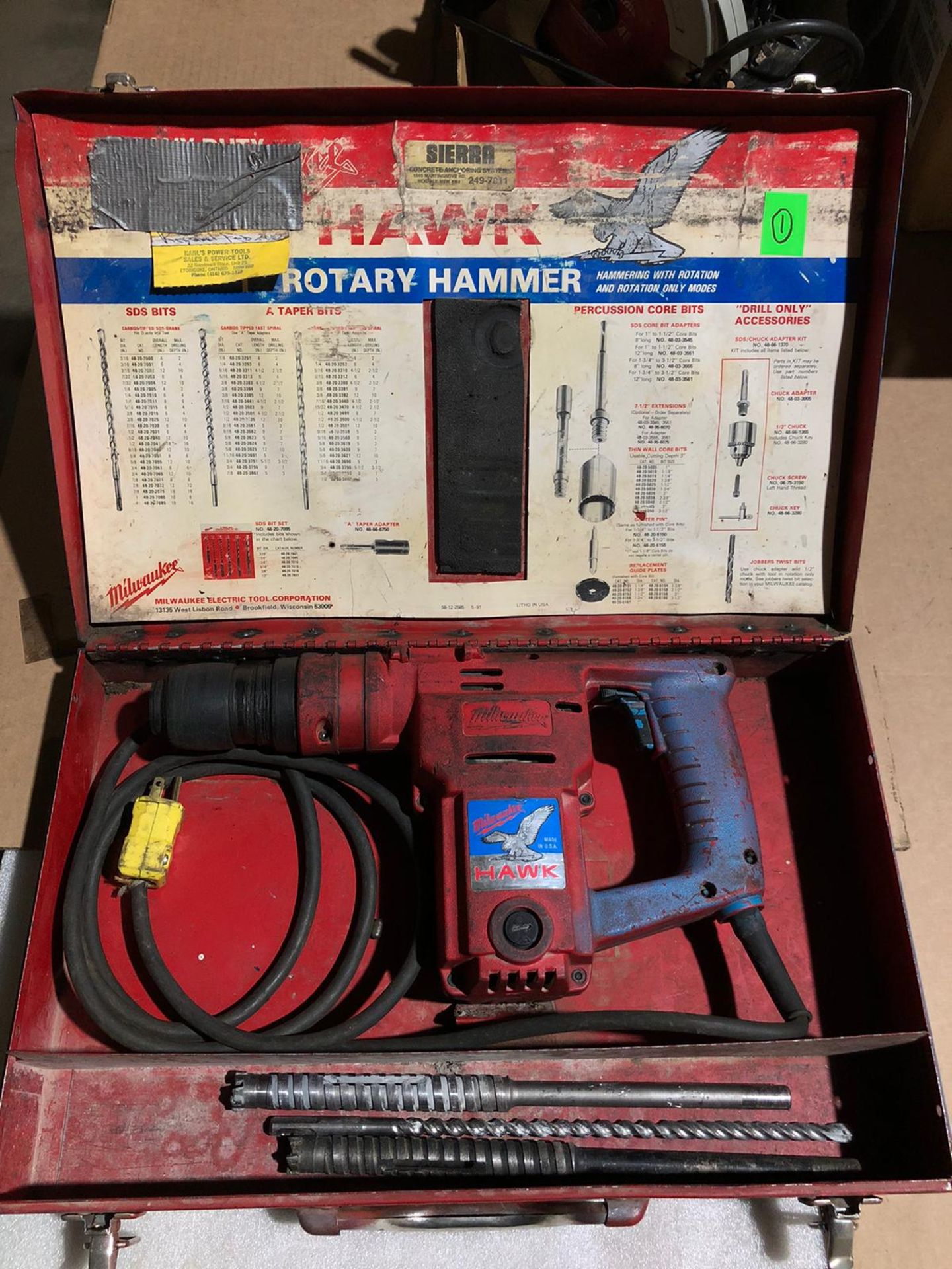 Milwaukee Hawk Rotary Hammer Drill in case with 3x accessory drill bits