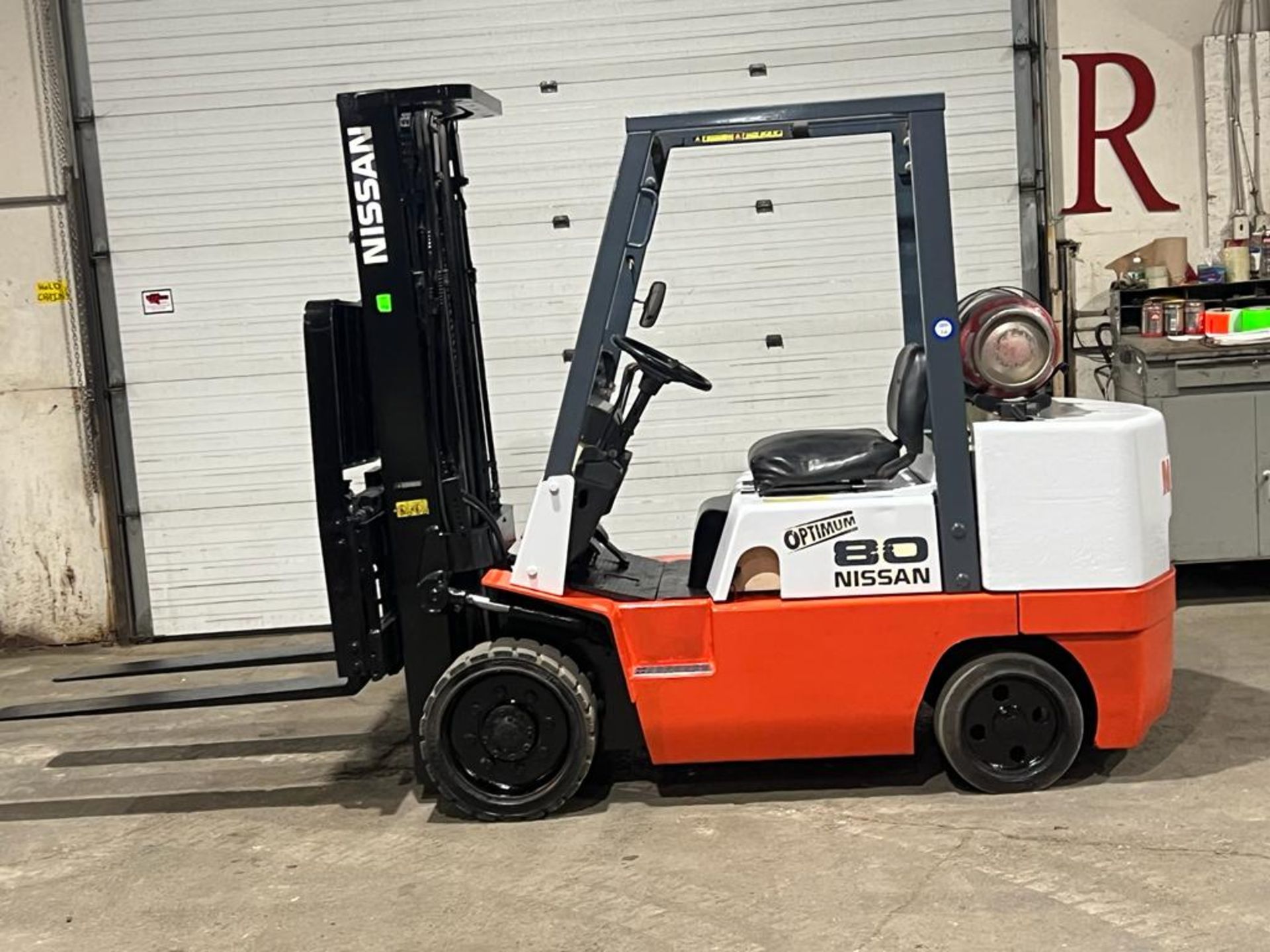Nissan 80 - 8,000lbs Capacity Forklift with Sideshift & 3 stage mast and Low Hours (no propane