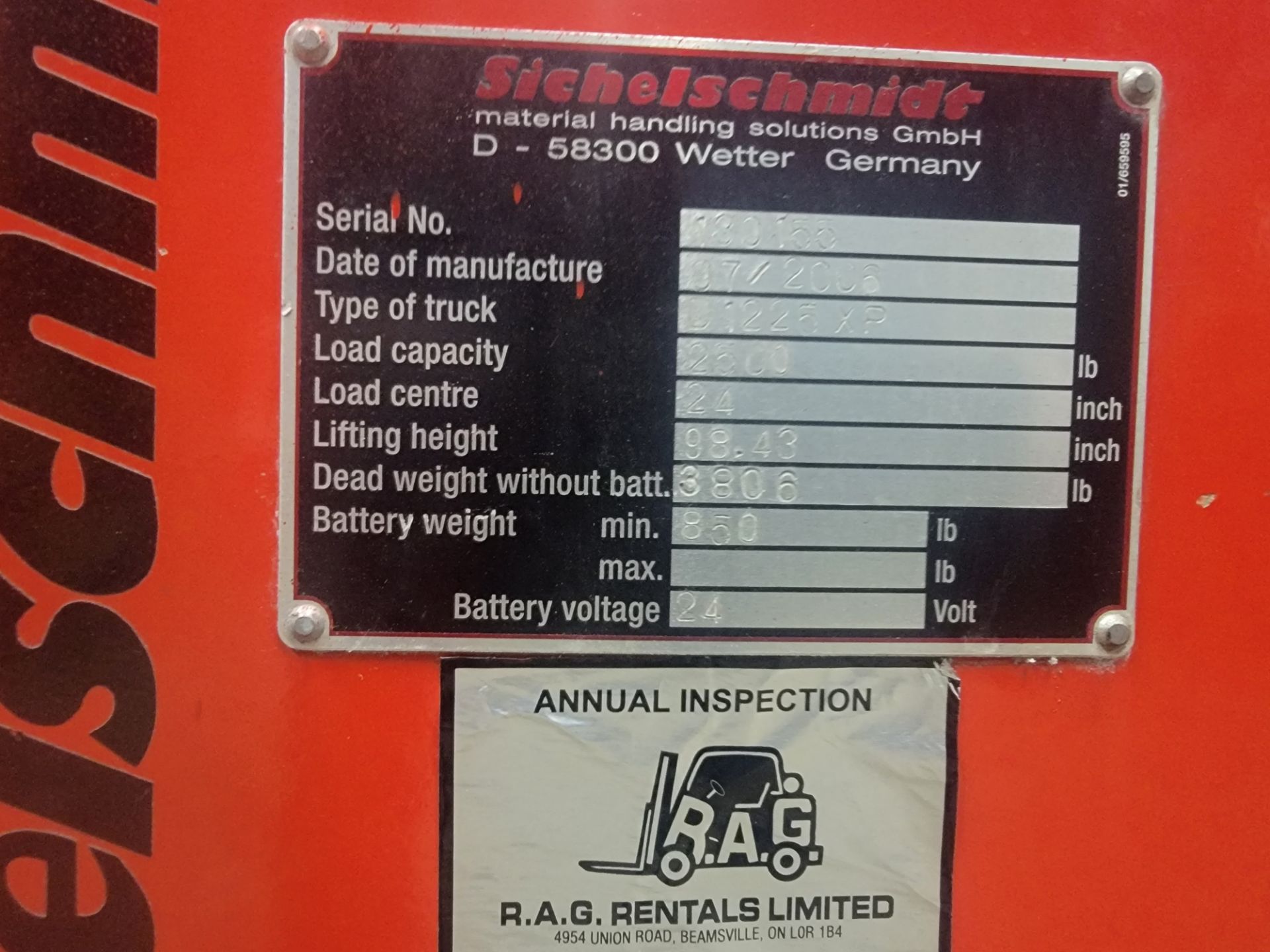 NICE Sichelschmidt Pallet Stacker 2500lbs capacity electric Powered Pallet Cart 24V - German Made - Image 3 of 3