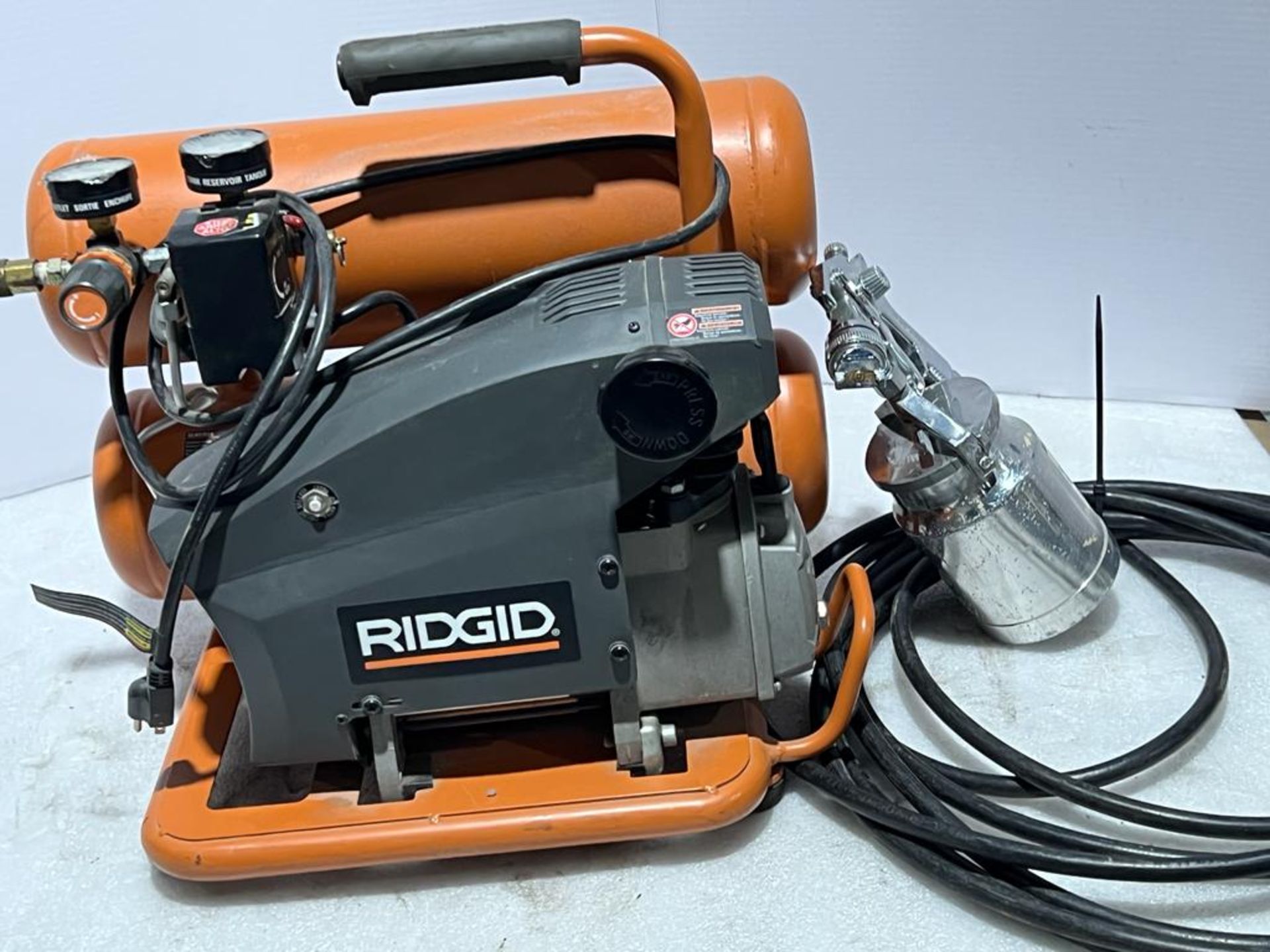 Ridgid Portable Shop Air Compressor with Pneumatic Spray Paint Gun
