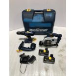 Lot of 4 (4 units) Mastercraft Drill, Saws and Light - Battery Powered and Electric Circular saw -