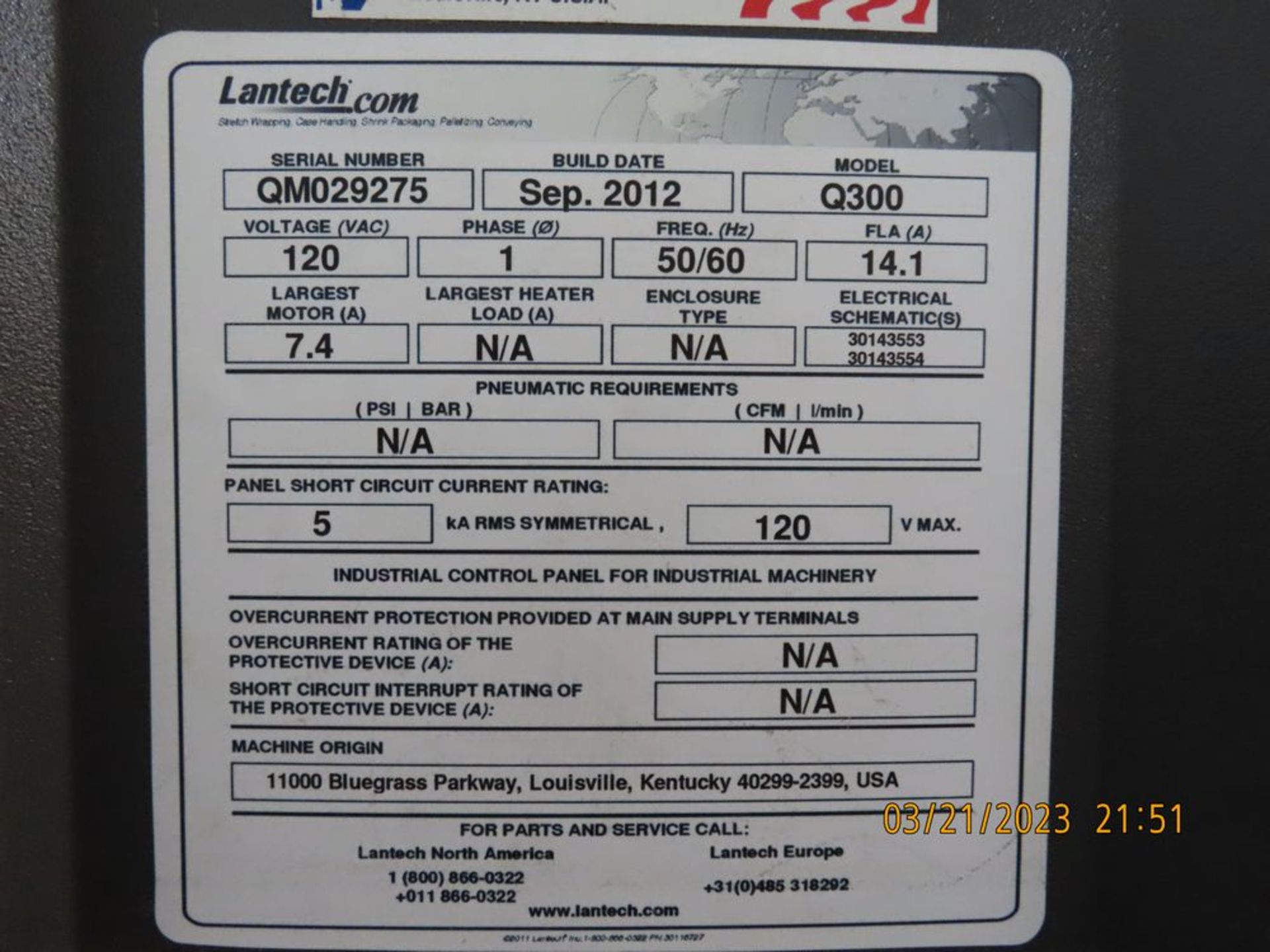 (2012) Lantech mod. Q300, Pallet Wrapper w/ - Image 3 of 4
