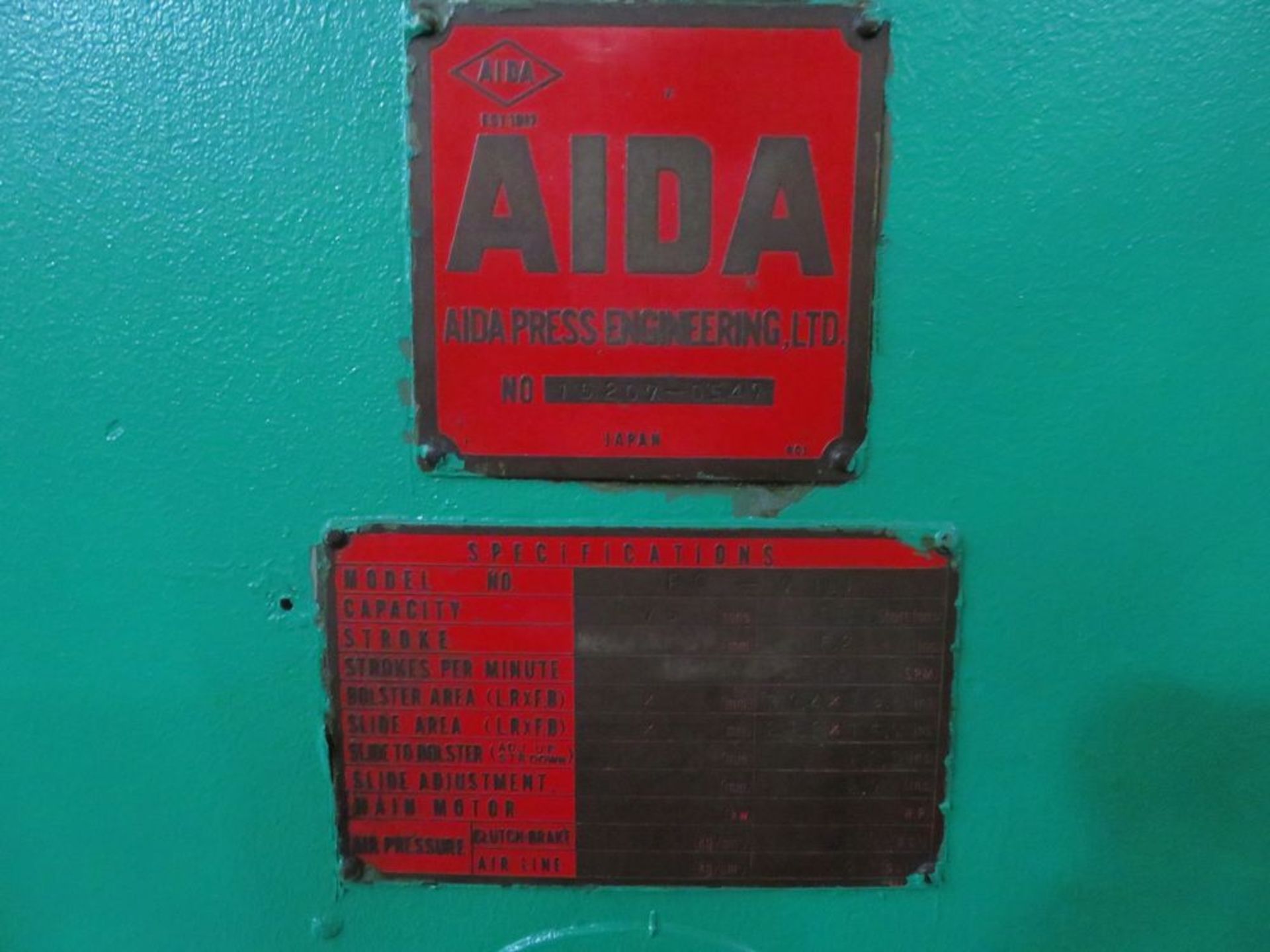 AIDA mod. PC-7 (#11) 75-Ton SSSL Punch Press - Image 2 of 2