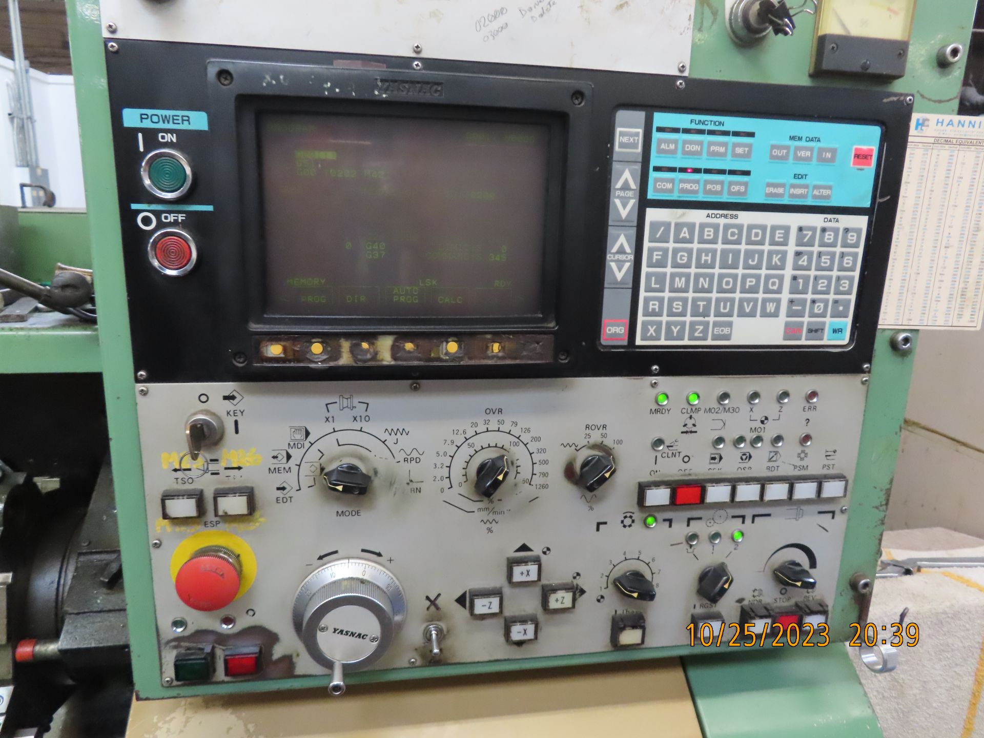 Mori Seiki mod. AL-22, 3-Axis CNC Turning Center w/ 8-Post Turret w/ Yasnac Digital Control Panel; - Image 4 of 5