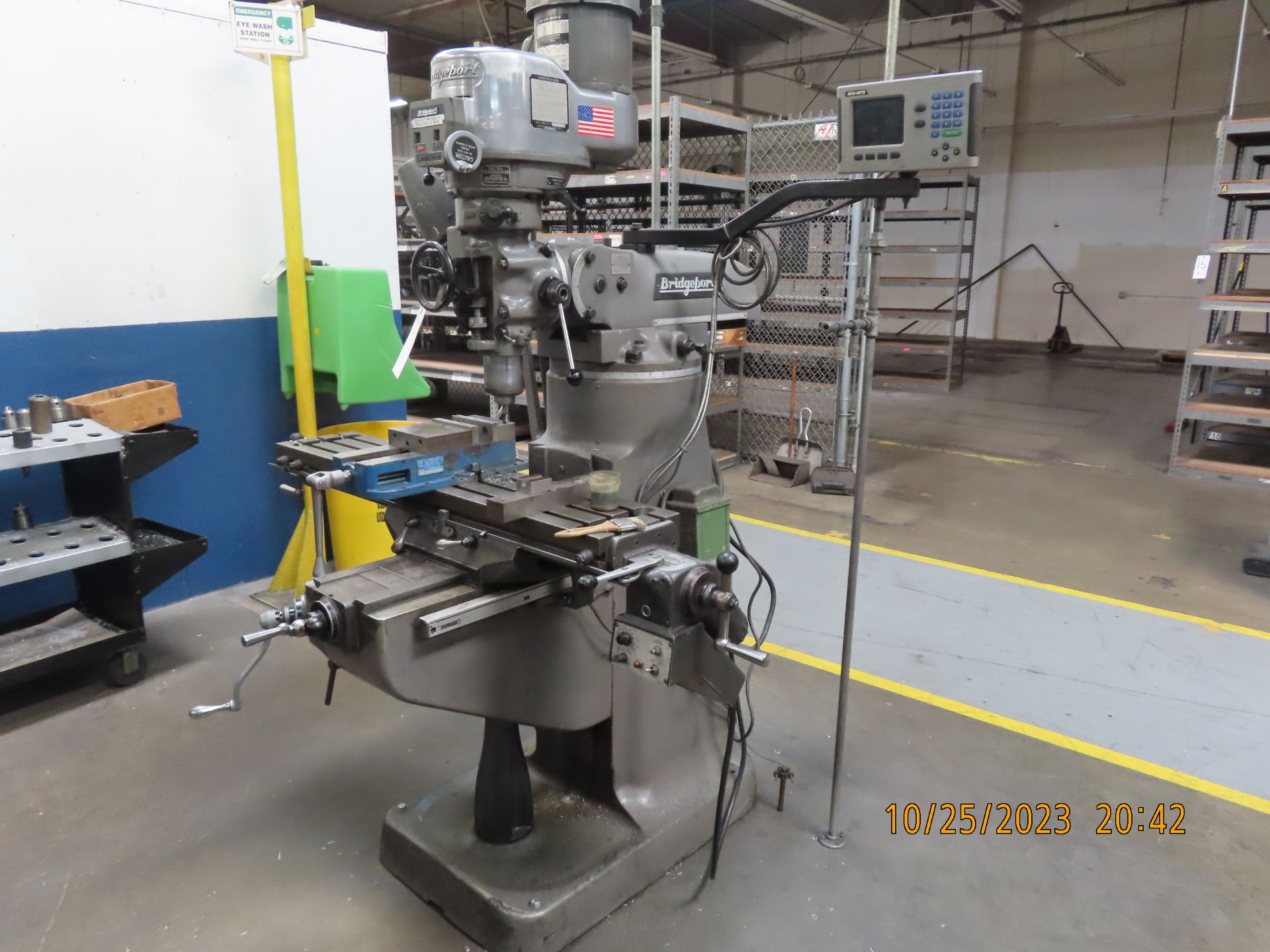 Bridgeport Vertical Mill, 9'' x 48'' Table w/ Power Feed, Var Spd, w/ Acu-Rite DROs (No Mill Vise) - Image 2 of 4