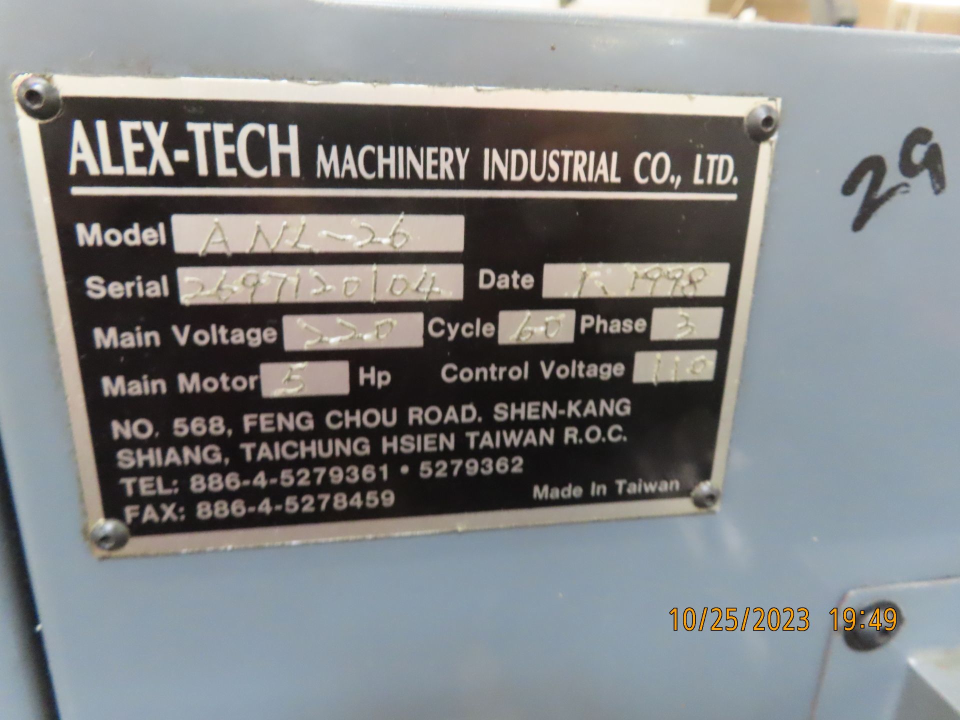 (1998) Alex-Tech mod. Mini Genius ANL-26 CNC Lathe w/ 5'' 3-Jaw Chuck, 6'' x 25 1/2'' Table, Fanuc - Image 6 of 6