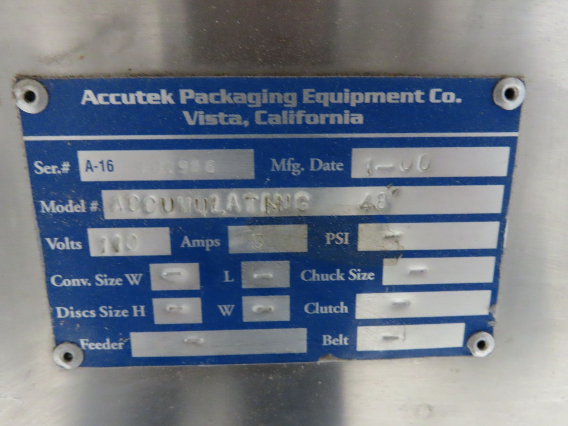 48” Rotary Accumulation Table / Feeder, Accutek - Image 3 of 3