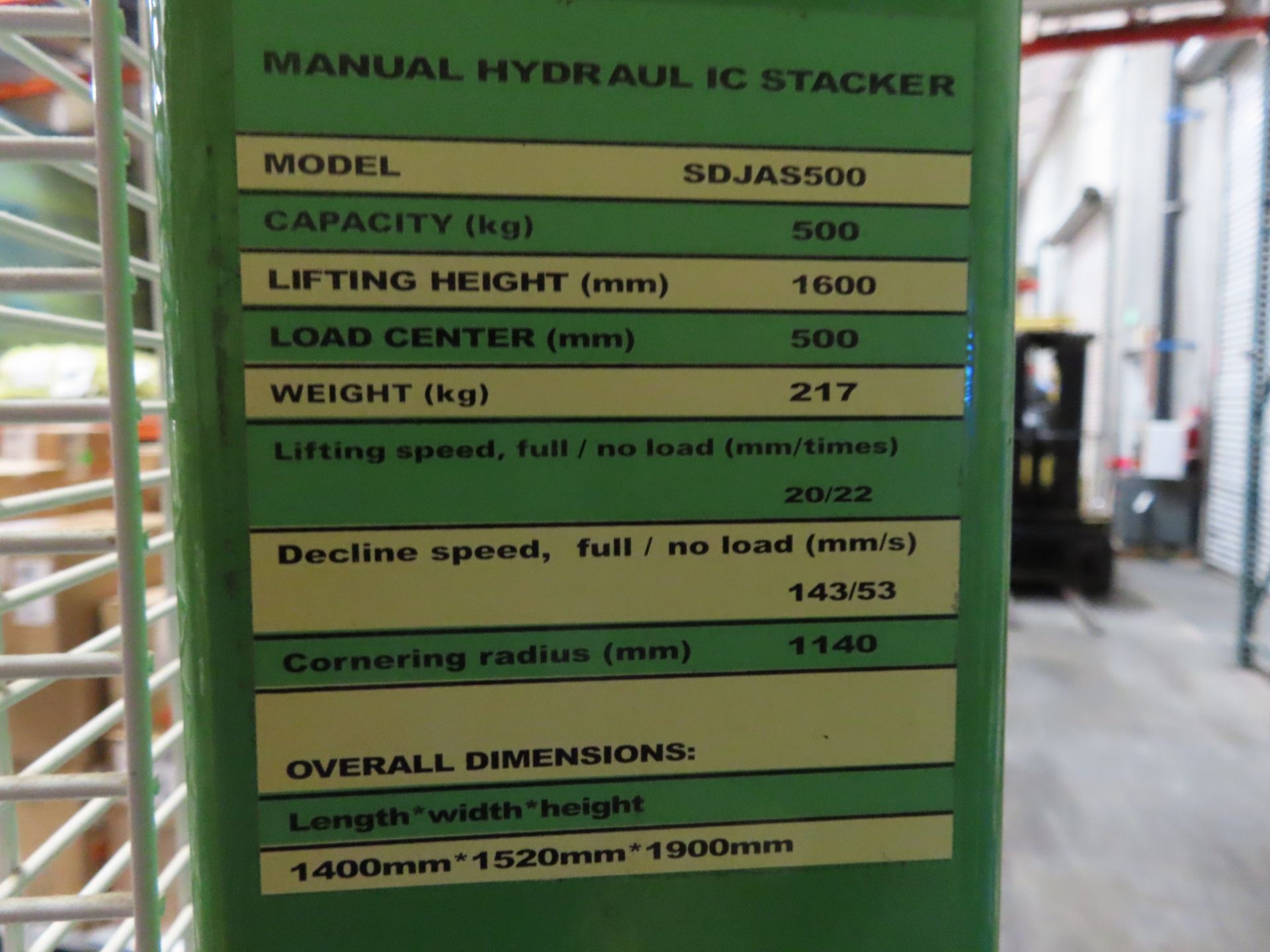 Movmes mod. SDJAS500, Hyd. Stacker, 500kg - Image 3 of 3