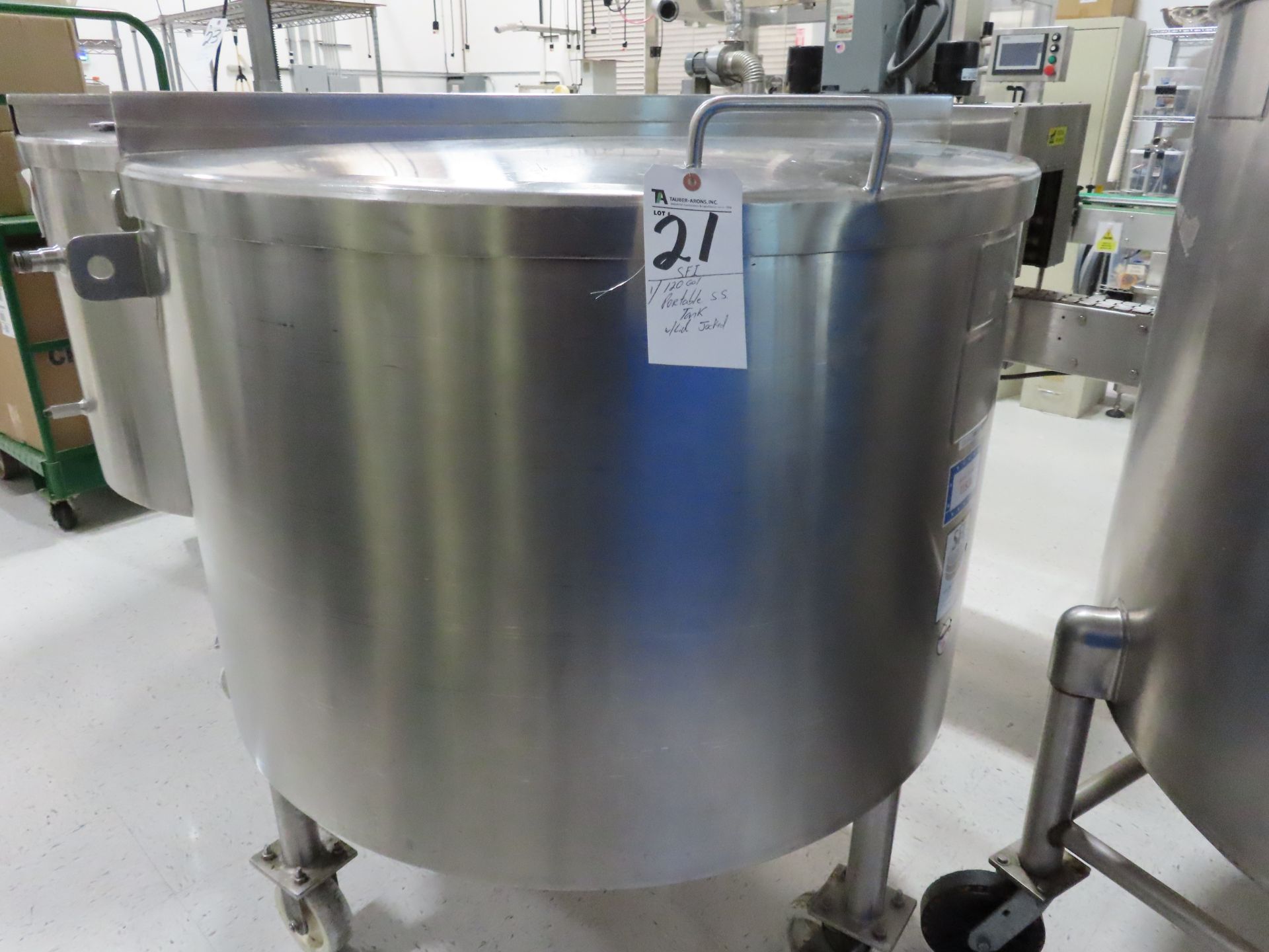 120 Gal. S.S. jacketed Tank with lid, for