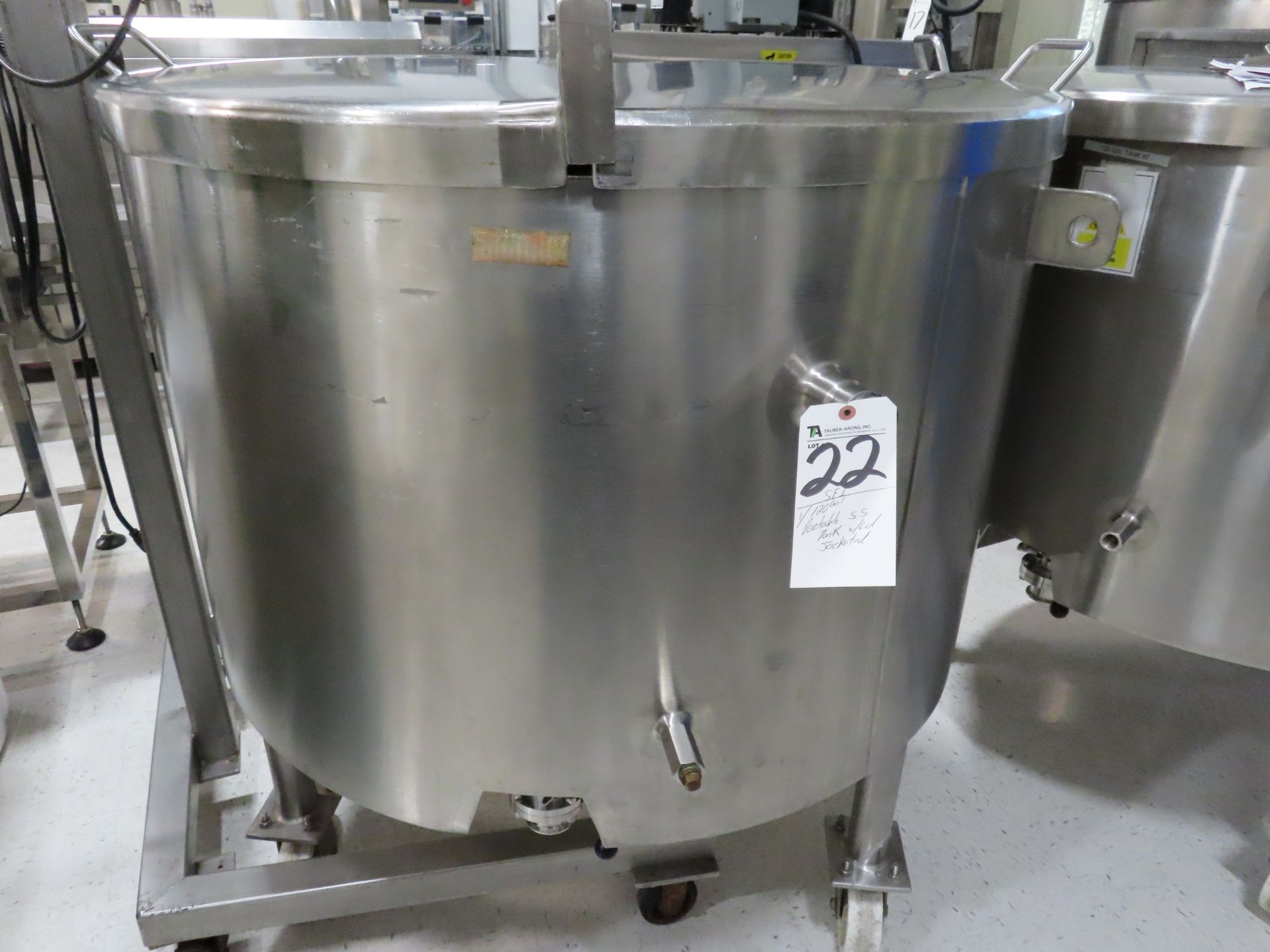 120 Gal. S.S. jacketed Tank with lid, for