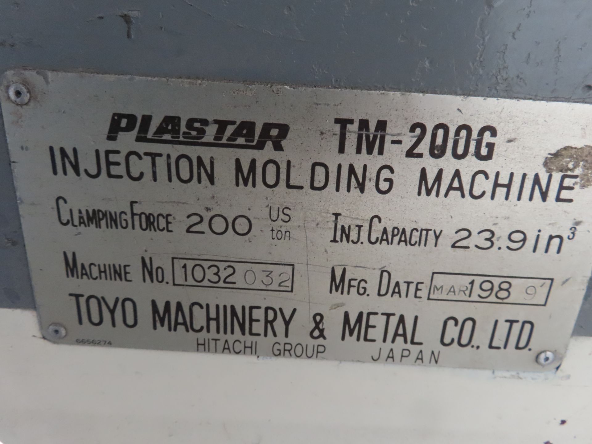 (1989) Toyo Plastar mod. TM-200G, 200 Ton x23.9 in³ Injection Molding Capacity Plastic Injection - Image 10 of 10