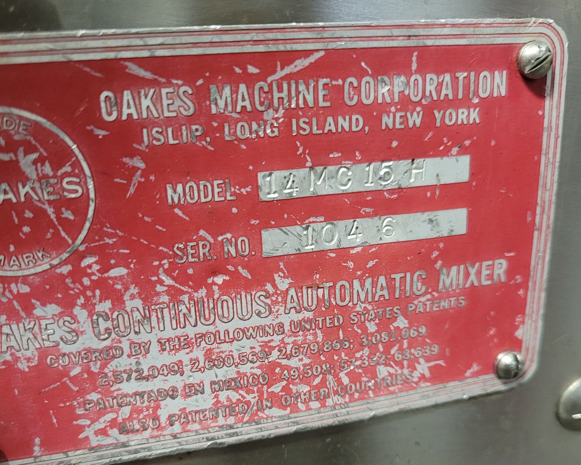 OAKES Machine Corp. Continuous Mixer, mod. 14MC15H, ser. 1045, with Bottom Mounted Positive - Image 3 of 7