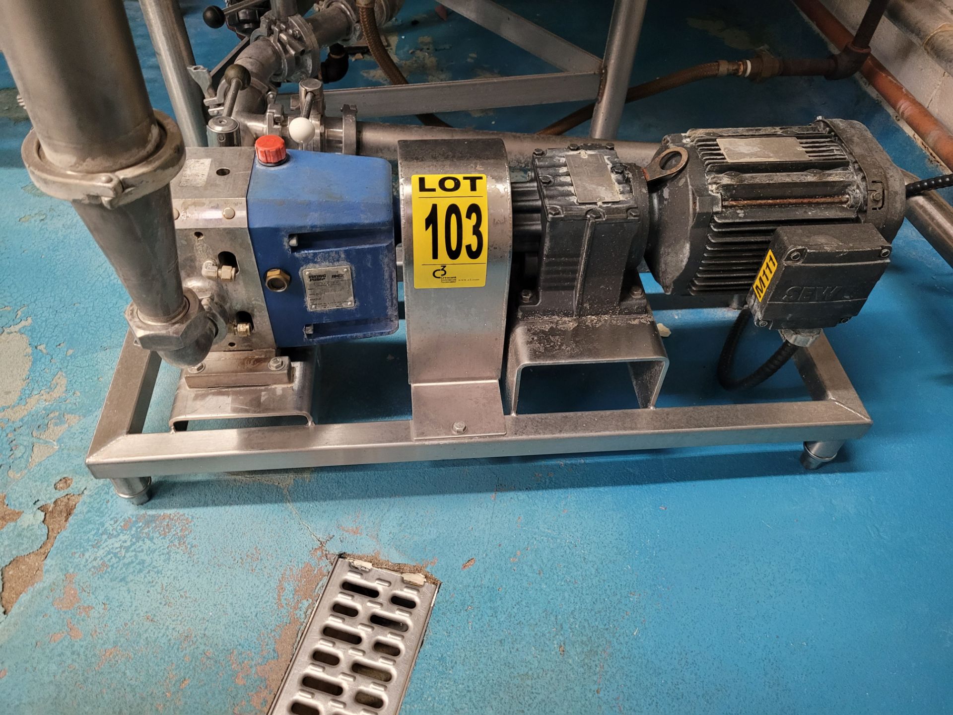 VIKING 2 hp Positive Displacement Pump, mod. RS2, ser. 25381/A/03, with SEW 1740 RPM, Mounted on S/S
