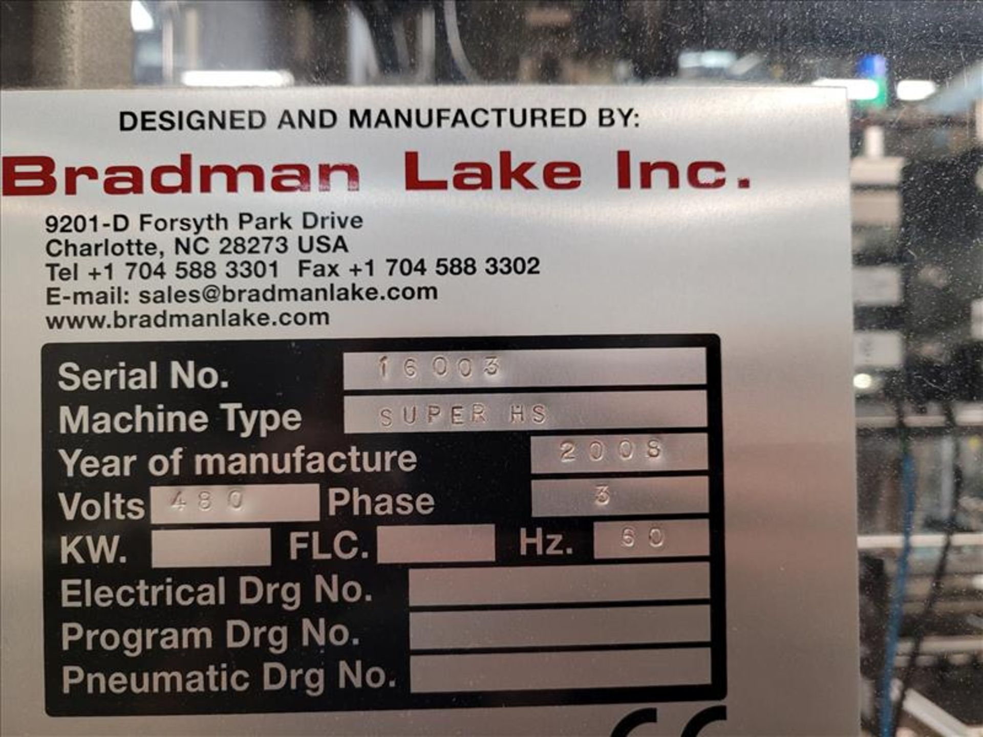 2008 BRADMAN LAKE INC. Tray Foamer, Machine Type: SUPER HS, ser. 16003, 480 Volts, 3 Phase, with - Image 4 of 35