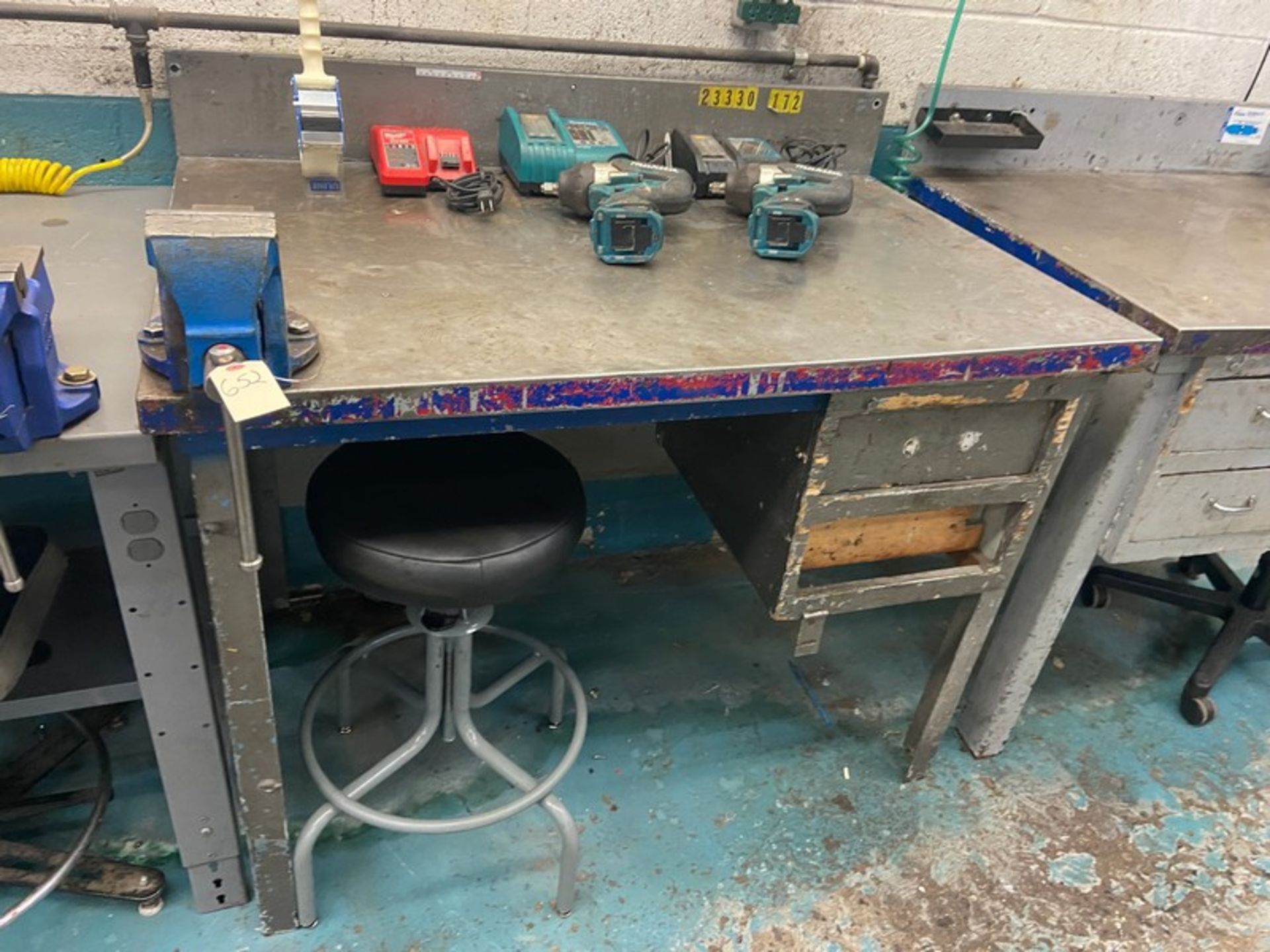 Machine Shop Work Station, with Vise Stool, Overall Dims. of Table: Aprox. 98 In. L x 32 In. W x - Image 2 of 2