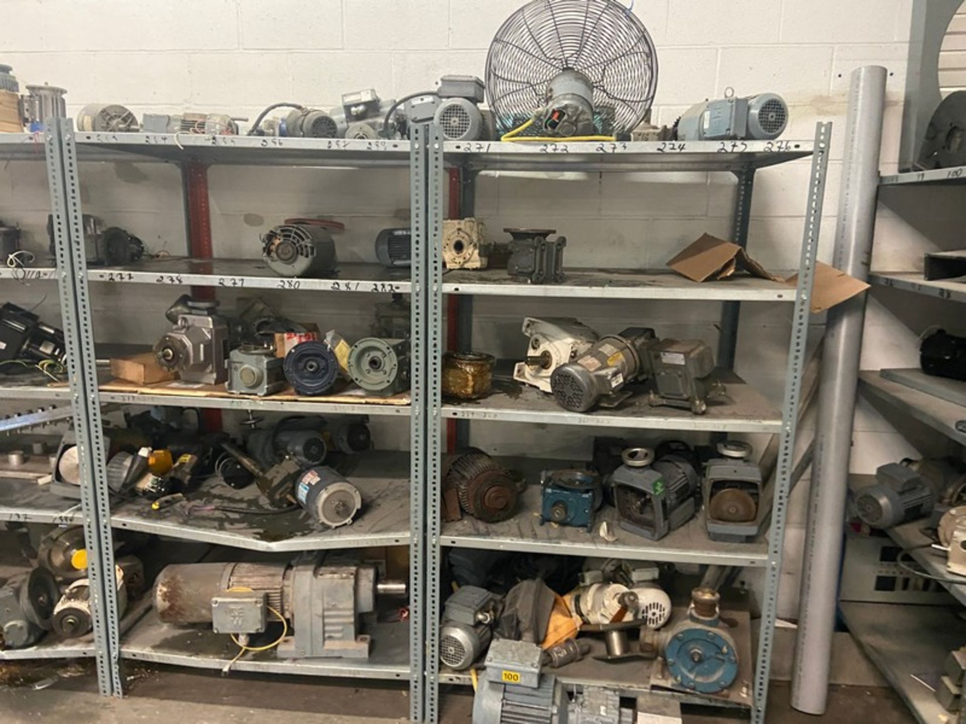 6-Section Shelf with Contents, Contents Includes Large Assortment of Motors, Drives, Cylinders Other - Image 3 of 5