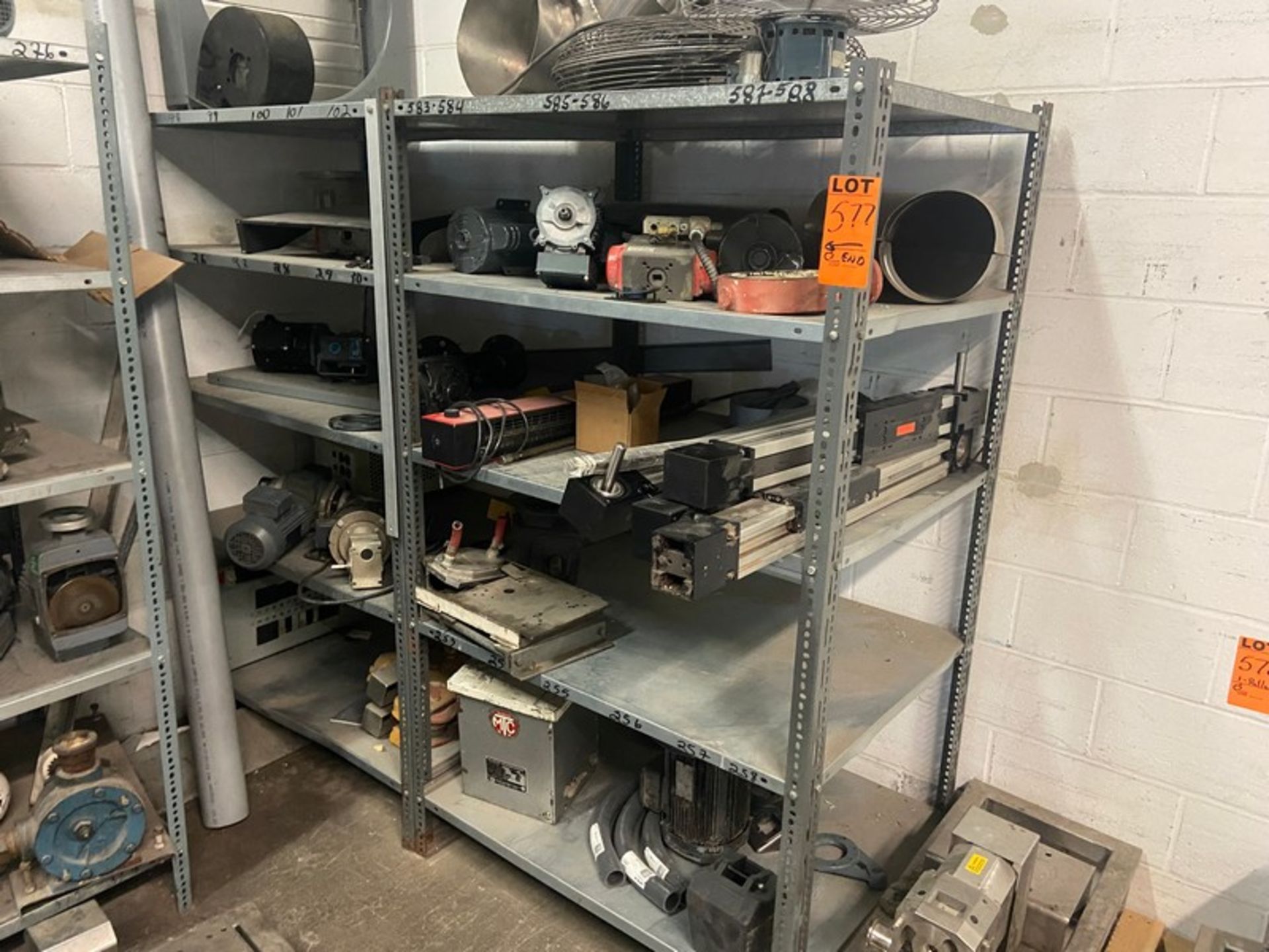 6-Section Shelf with Contents, Contents Includes Large Assortment of Motors, Drives, Cylinders Other - Image 2 of 5