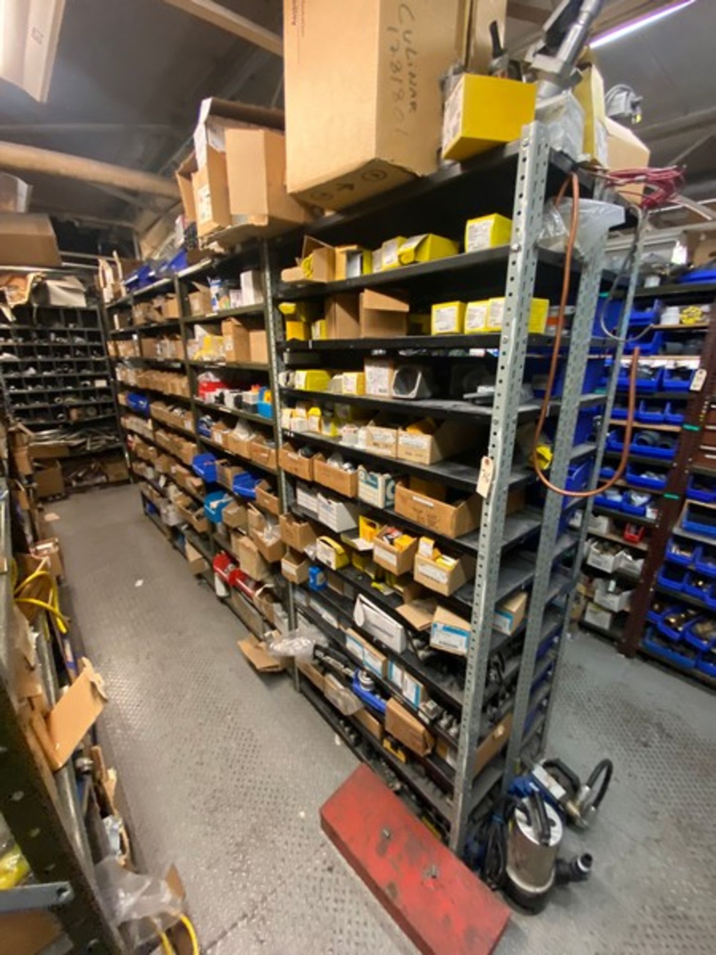 Contents of Shelving Units, Includes Eletrical Switches Components, with Parts Bins Other Present