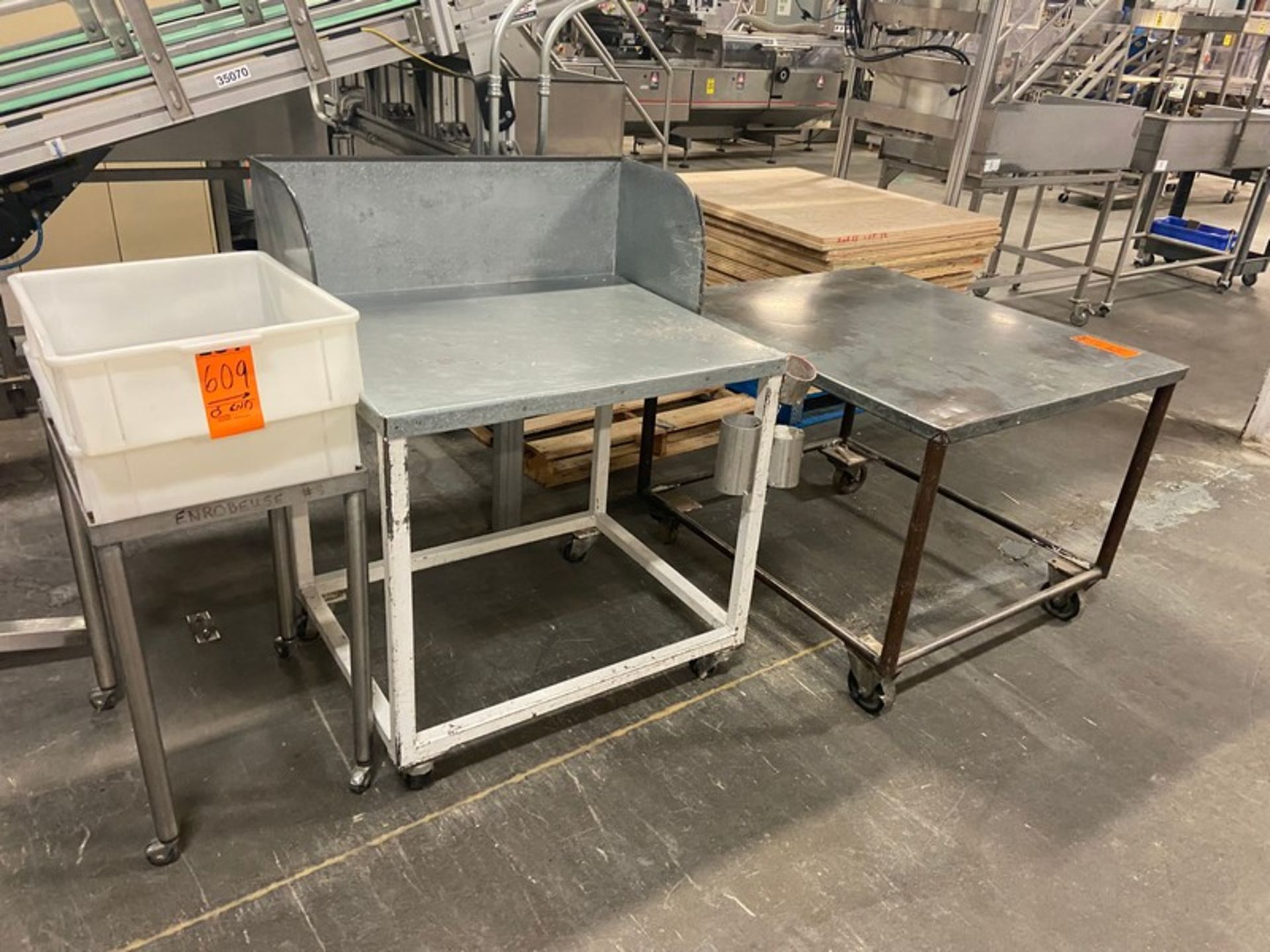 (2) Operator Tables, 1-with Sides 1- with (2) Plastic Bins, with S/S Frame (LOCATED IN SAINT- - Image 2 of 2