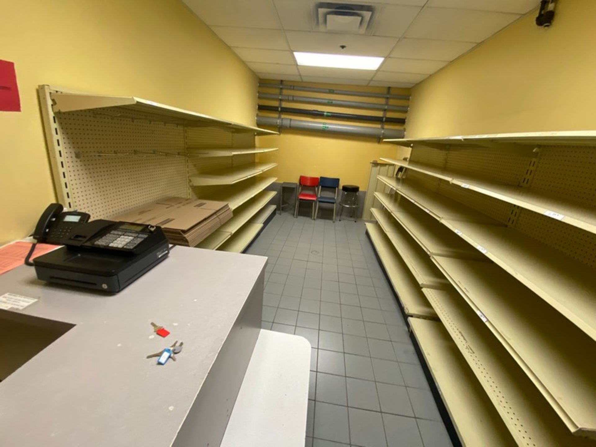 Contents of Employee Store, Includes Shelving, Cash Register, Counter Top (LOCATED IN SAINT-LAMBERT,