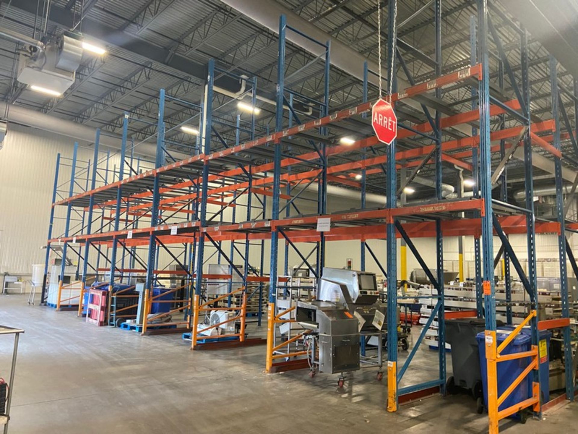 8-Sections of Pallet Racking, with (49) Pallet Spacing, with (9) Uprights Cross Beams, with Floor