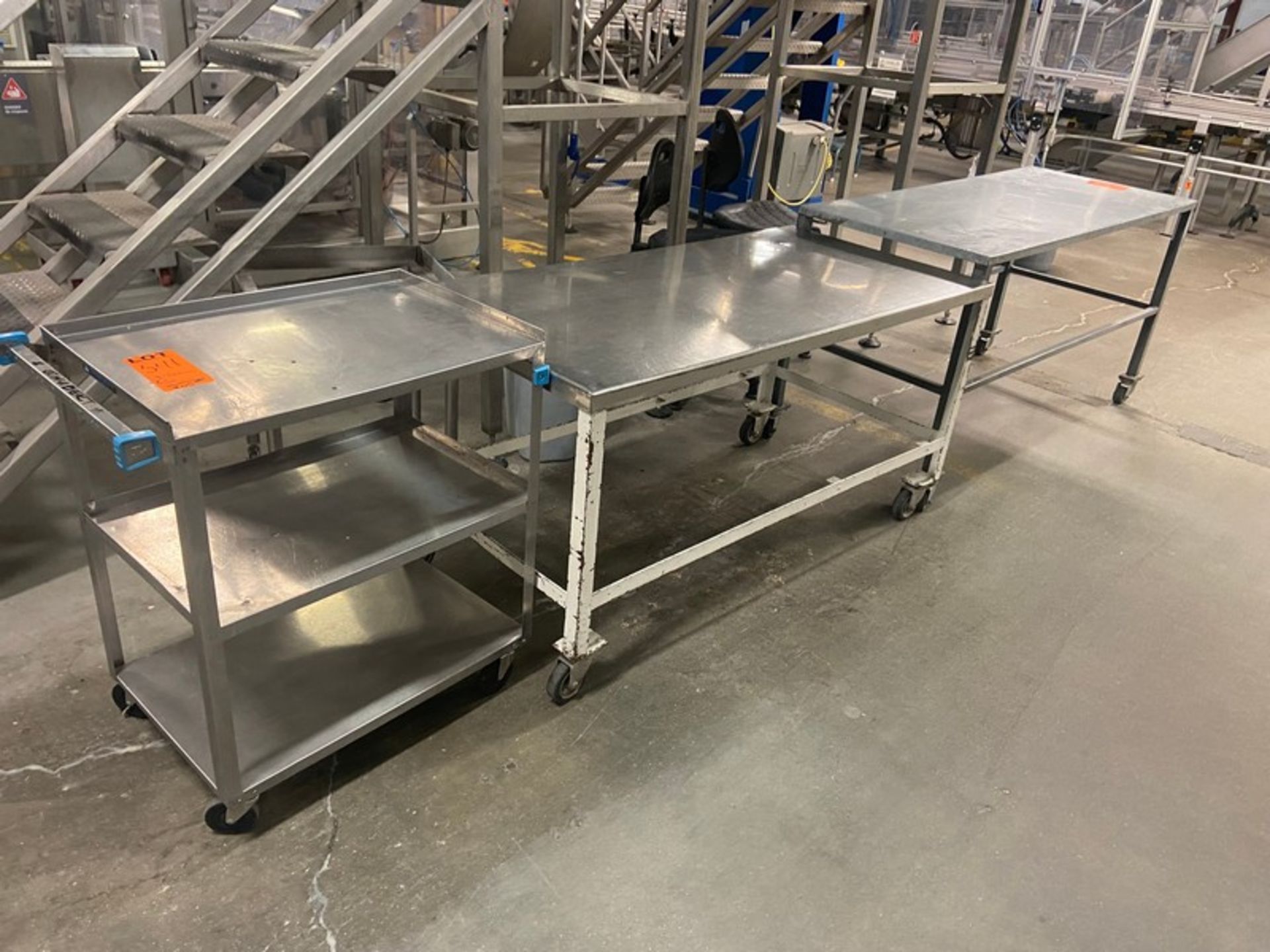 (2) S/S Portable Tables, with S/S Push Cart, Mounted on Portable Frame (LOCATED IN SAINT-LAMBERT,