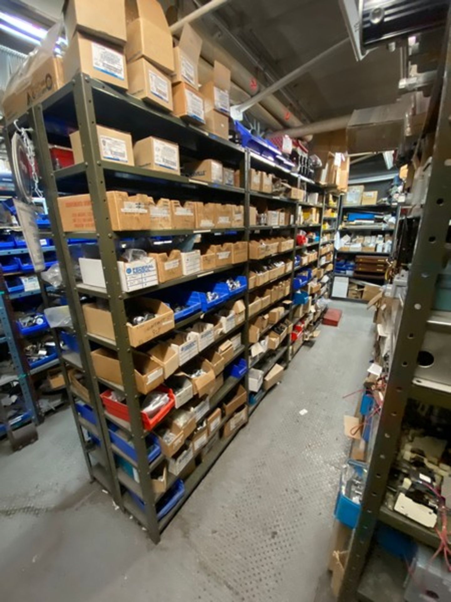 Contents of Shelving Units, Includes Eletrical Switches Components, with Parts Bins Other Present - Image 4 of 4