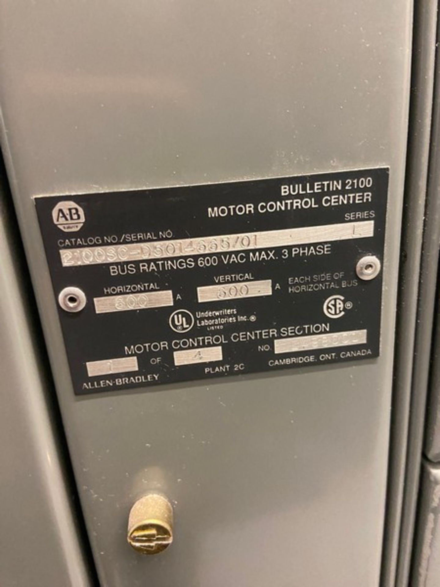 Allen-Bradley 18-Buckets Motor Control Center, S/N 2100SC-05014665/01, 600 Volts, 3 Phase (LOCATED - Image 3 of 4