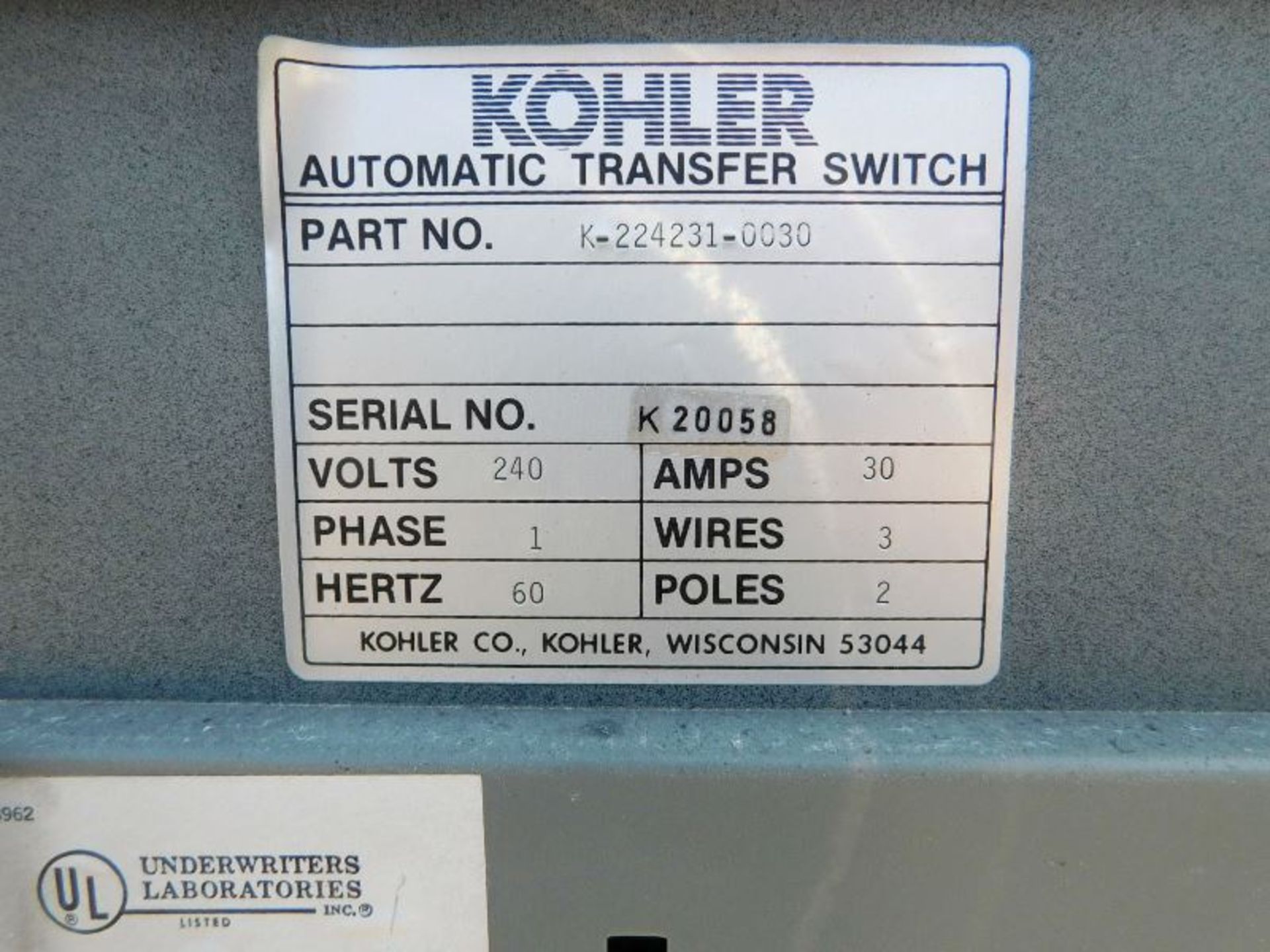Kohler Electric Generator Model 8.5 rmy-qs2 - Image 6 of 6