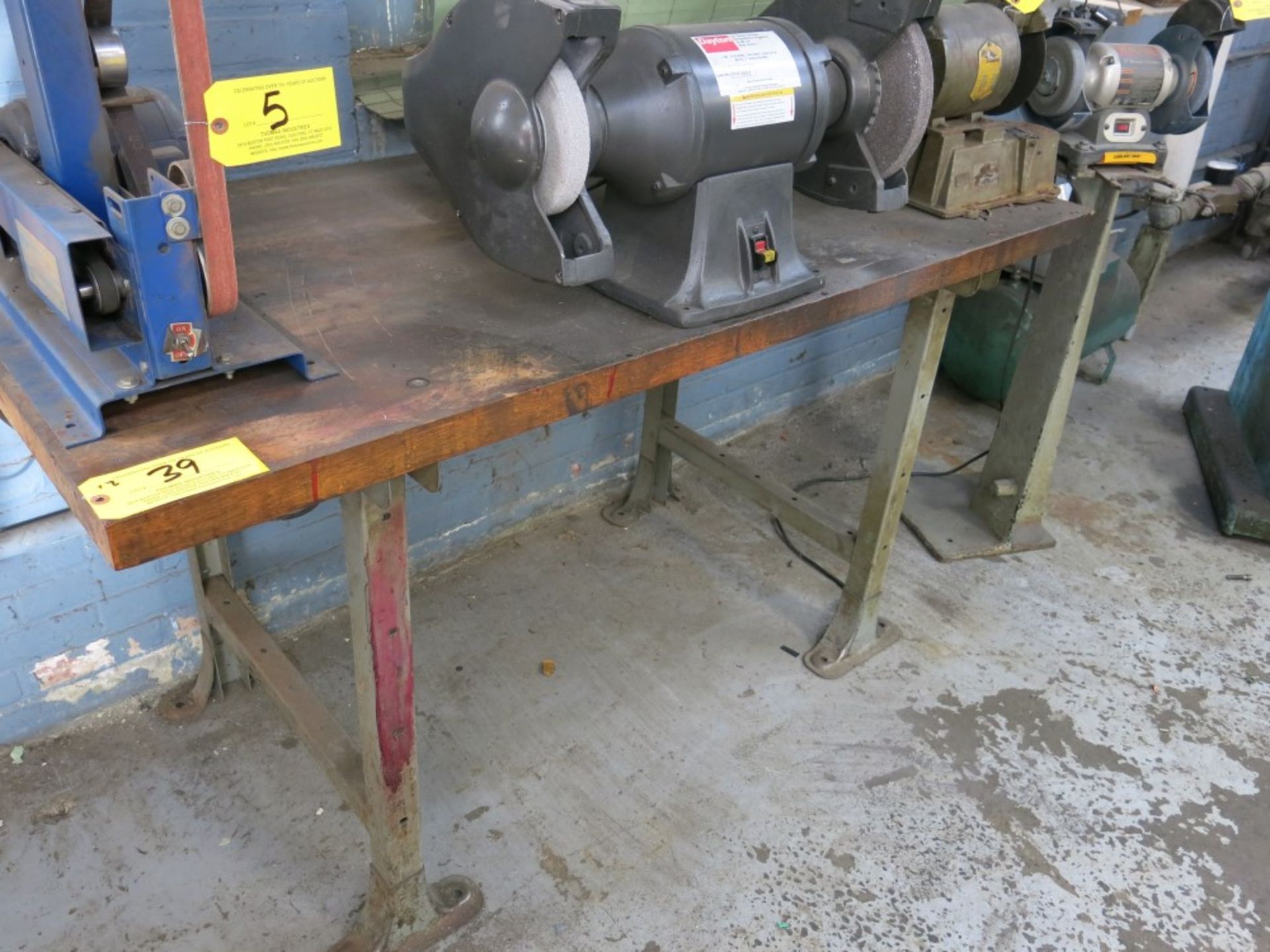 (2) Wood Top Steel Frame Workbenches - Image 2 of 2