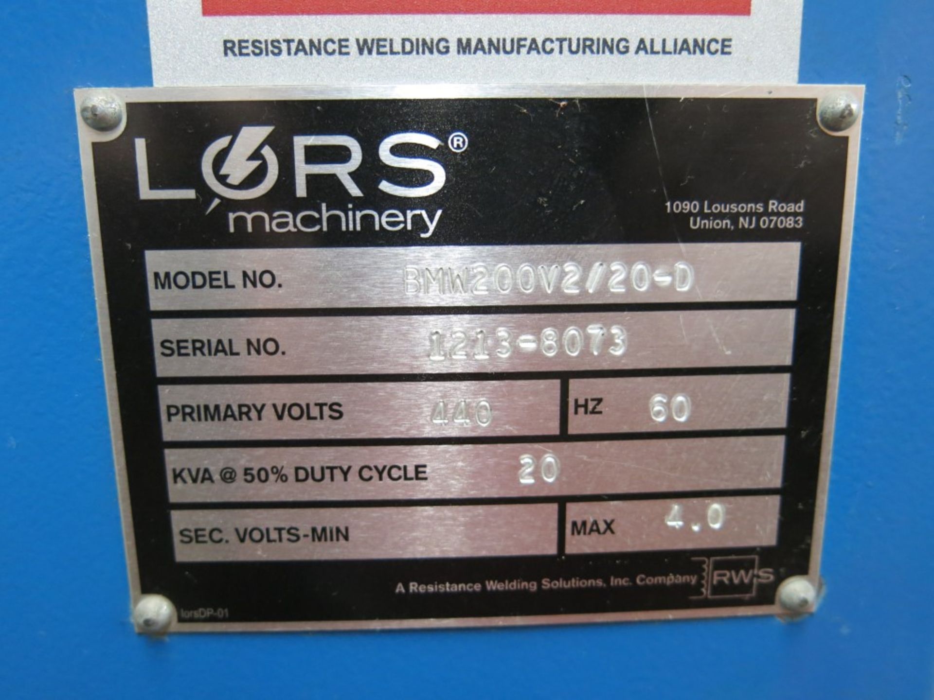 Lors Spot Welder Model BMW200V2/20-D, - Image 4 of 4