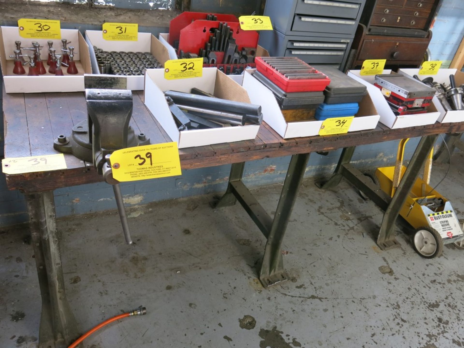 (2) Wood Top Steel Frame Workbenches