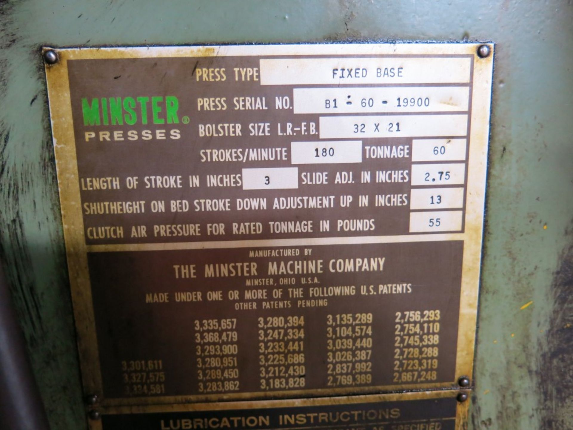 Minster Model B1-60 Gap Frame Press (SEE NOTE) - Image 6 of 6