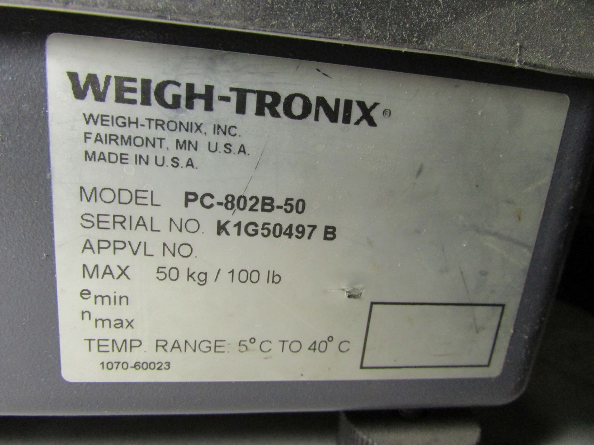 Weigh-Tronix Model PC-802 100x0.01Lb. Digital Counting Scale - Image 5 of 5