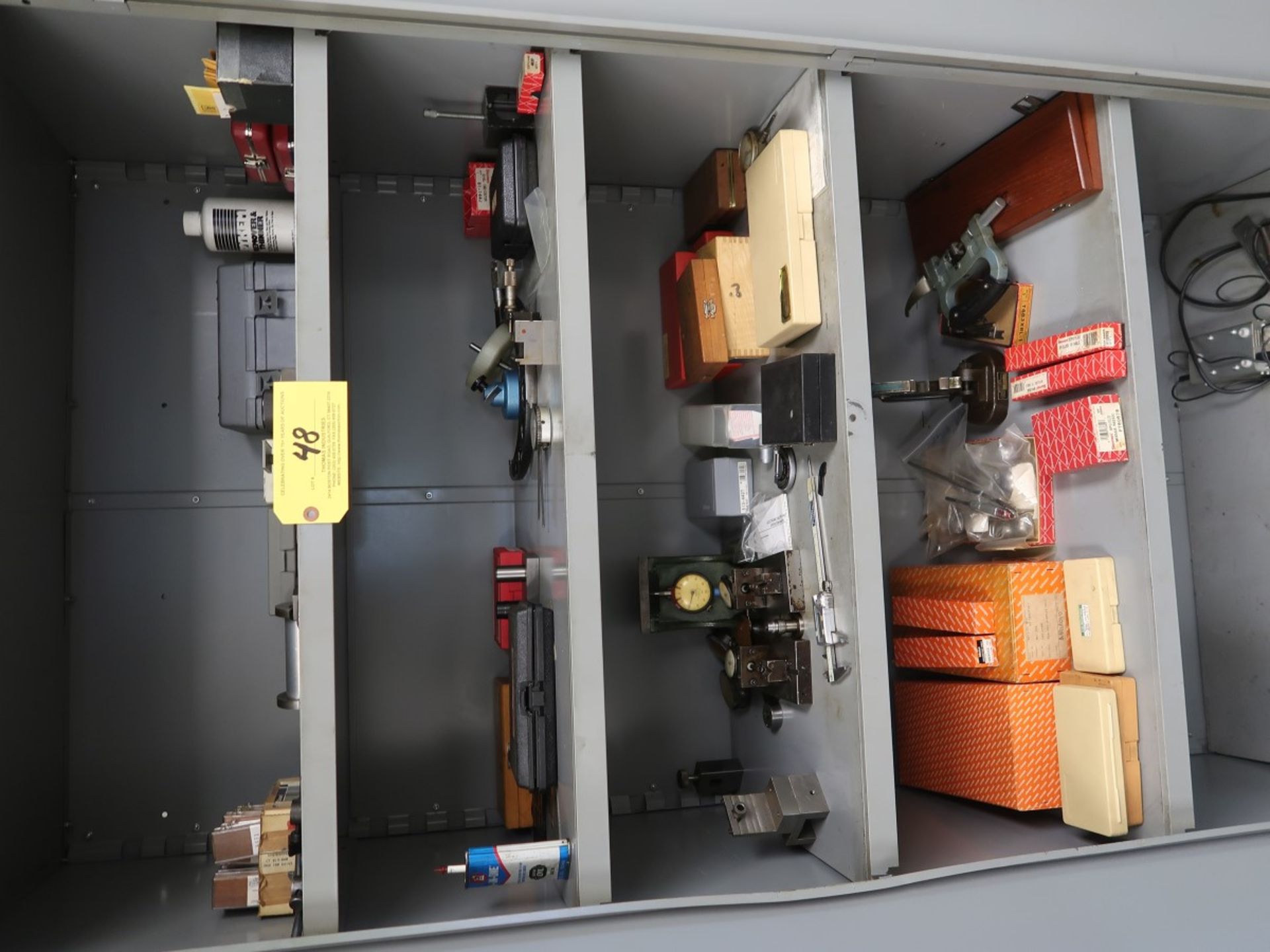 (2) STORAGE CABINETS W/ CONTENTS INCLUDING: ASSORTED INSPECTION GAGES, DEPTH MICS, DIAL - Image 2 of 3