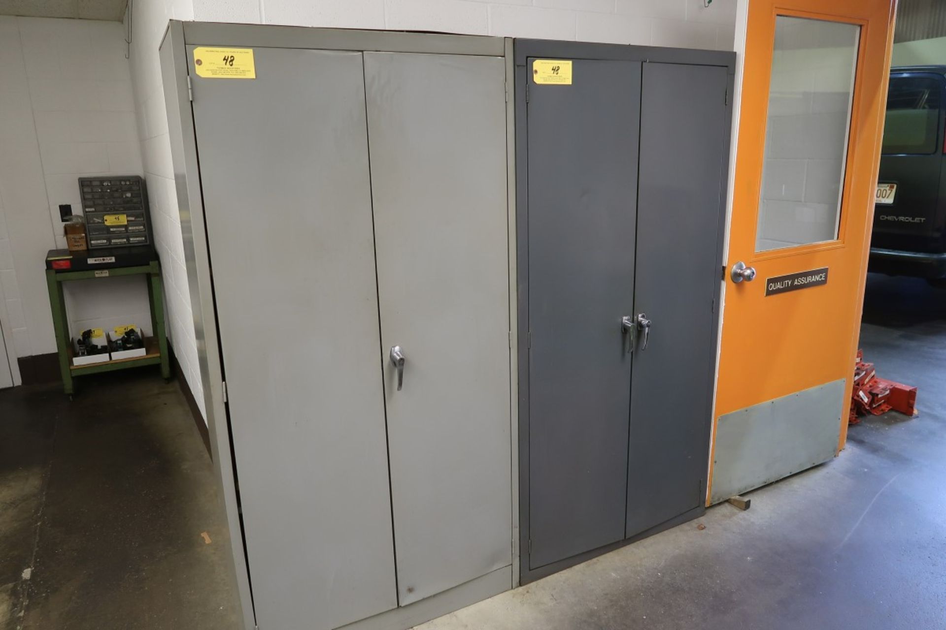 (2) STORAGE CABINETS W/ CONTENTS INCLUDING: ASSORTED INSPECTION GAGES, DEPTH MICS, DIAL