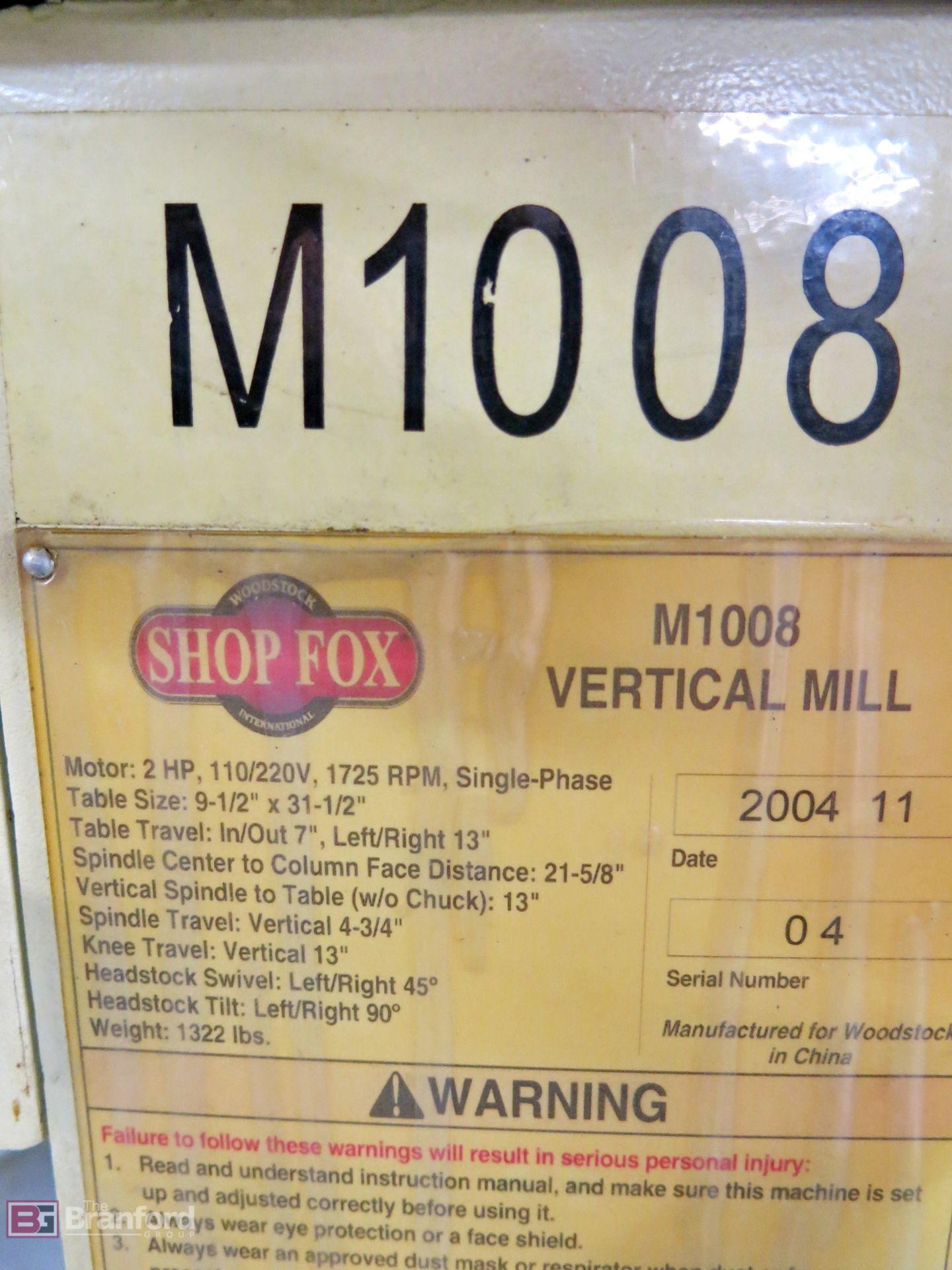 Shopfox model M1008 2-hp vertical mill - Image 3 of 3