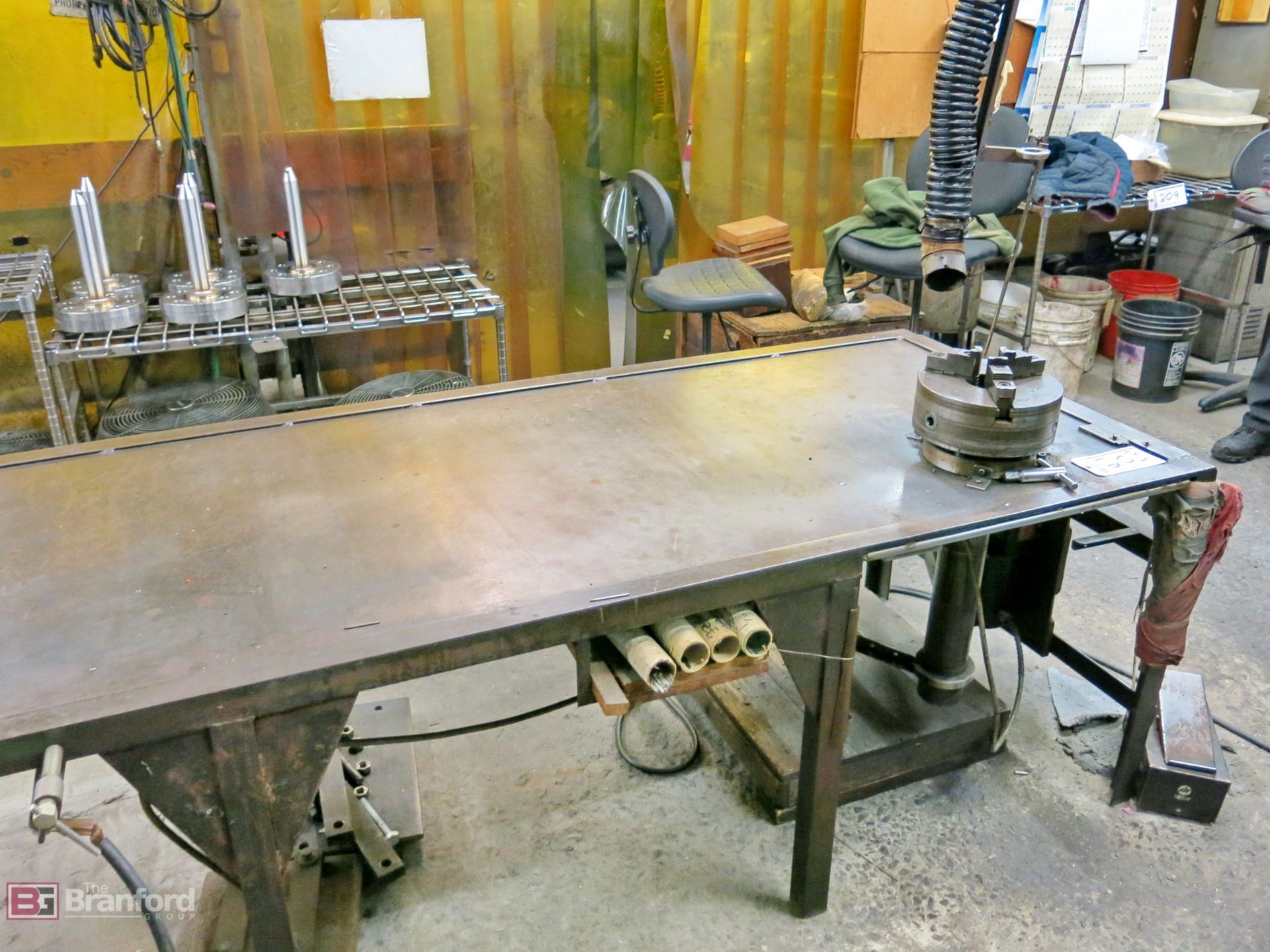 97" x 36-1/2" heavy duty steel welding table